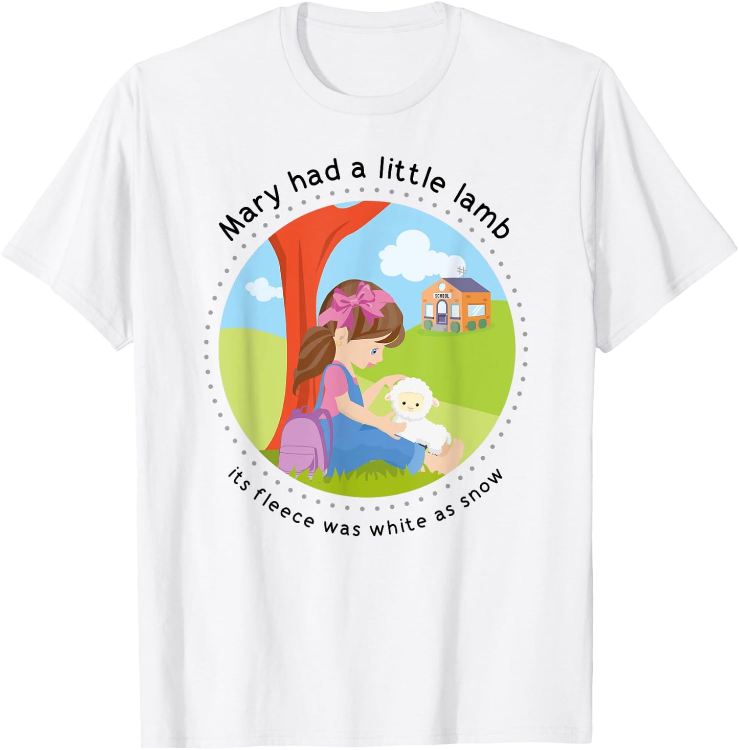 Mary had a Little Lamb English Nursery Rhyme Theme T-Shirt - T-Shirt | White