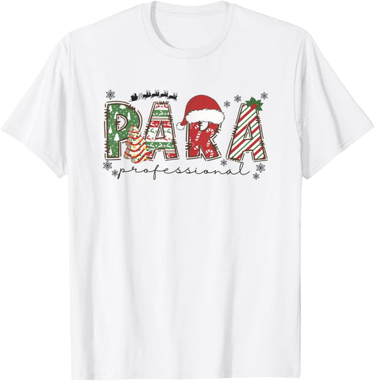 Women Paraprofessional Christmas Para Teacher Assistant T-Shirt - T-Shirt | White
