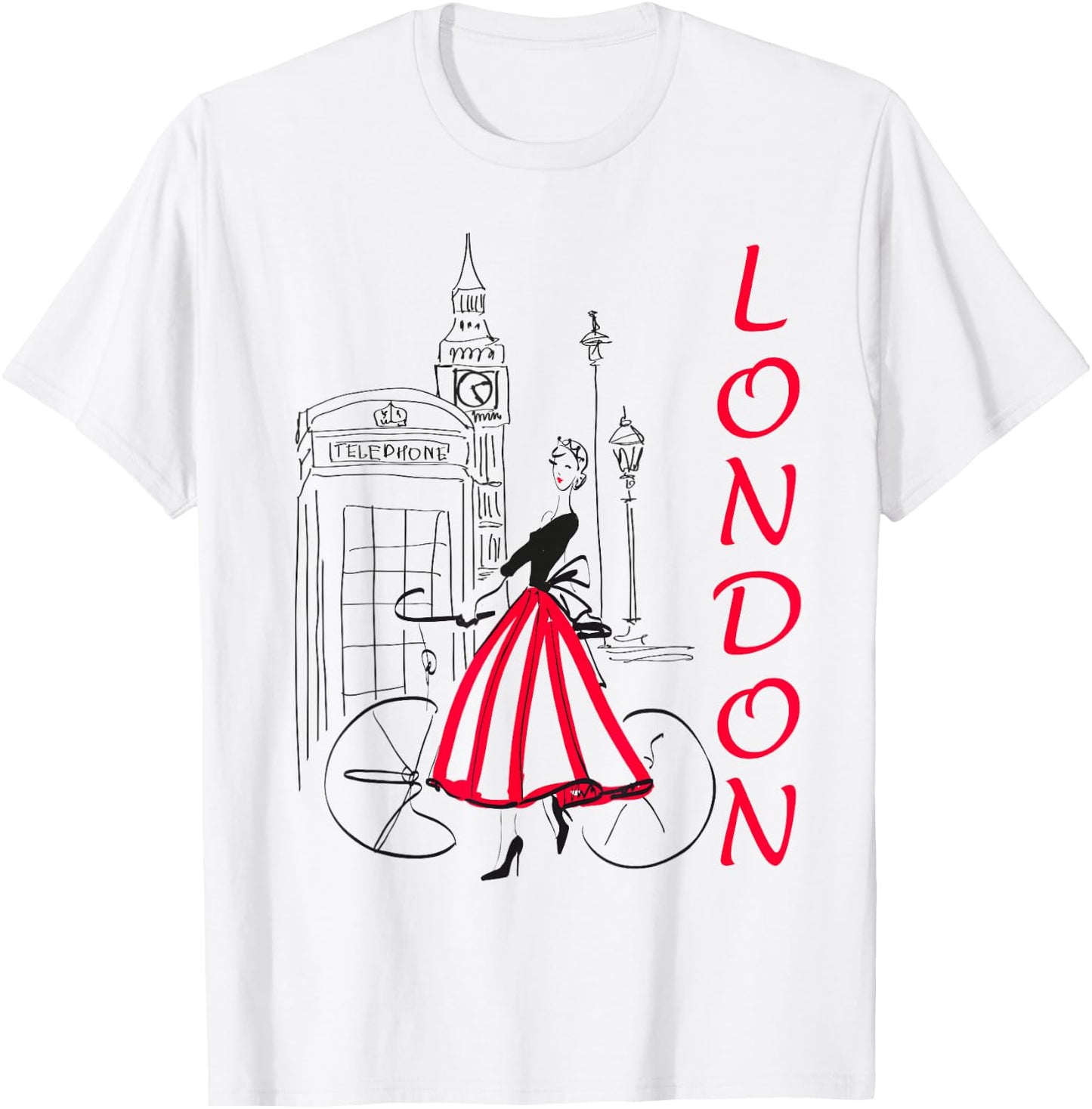 London - Woman - Big Ben Shirt - Bicycle - 5 T-Shirt - T-Shirt | White