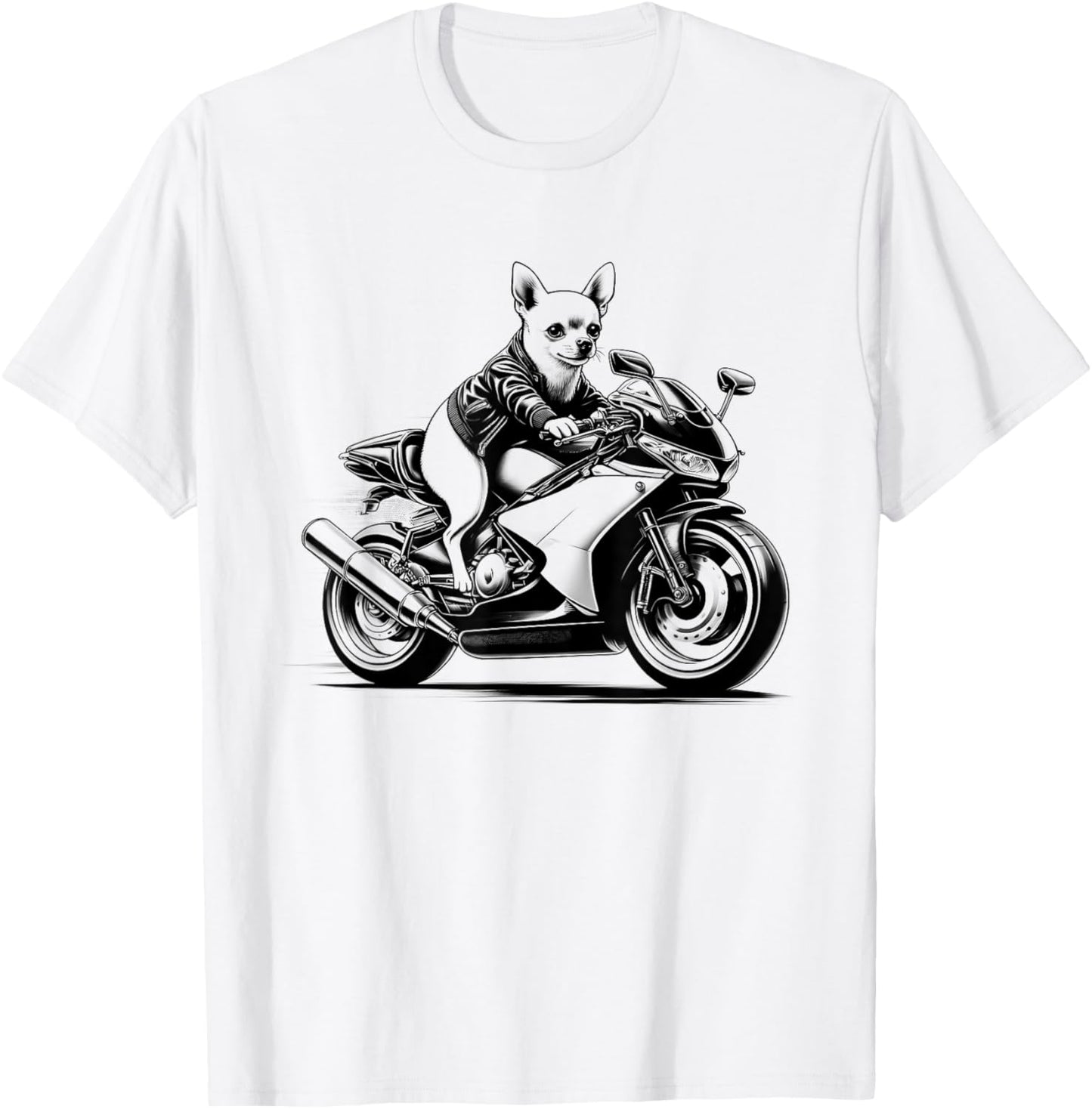 Cool Chihuahua Riding a Motorcycle Biker Dog Lover Women Kids T-Shirt - T-Shirt | White
