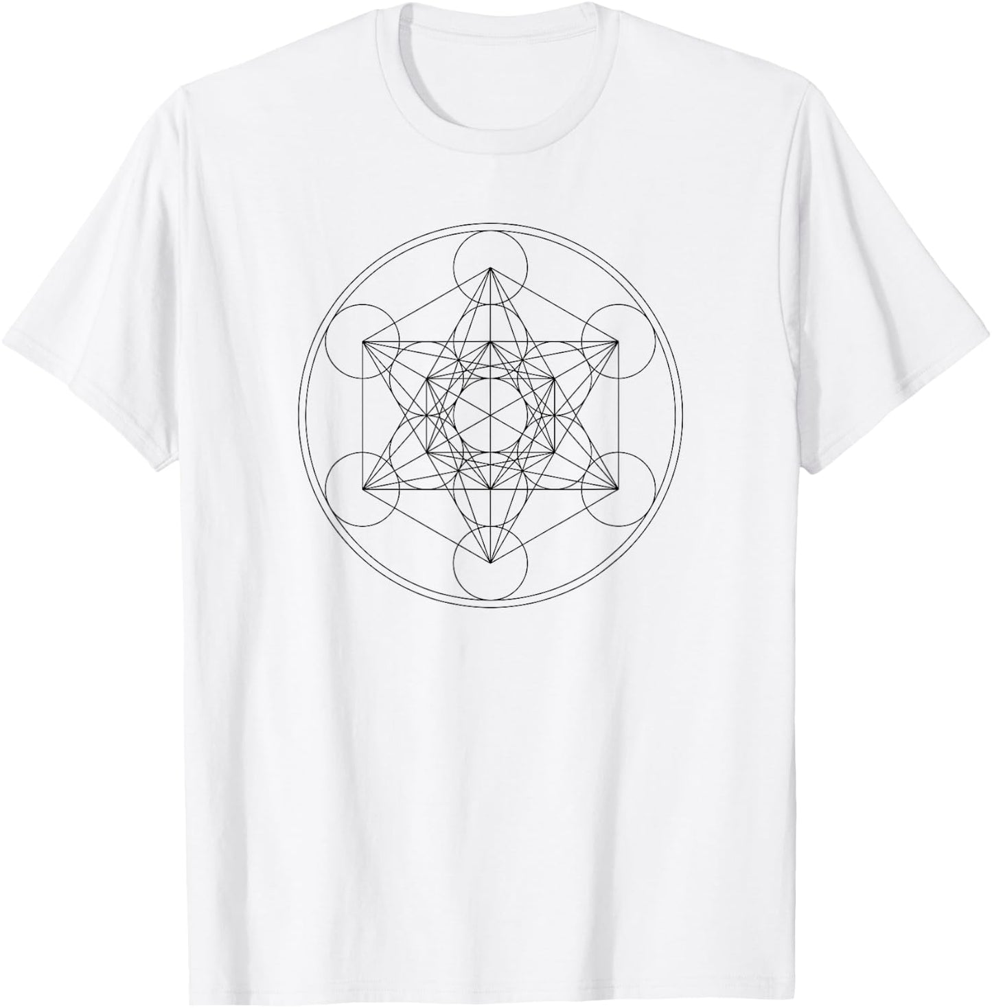 Metatrons Cube Sacred Geometry Yoga Spiritual Symbol 4D T-Shirt - T-Shirt | White