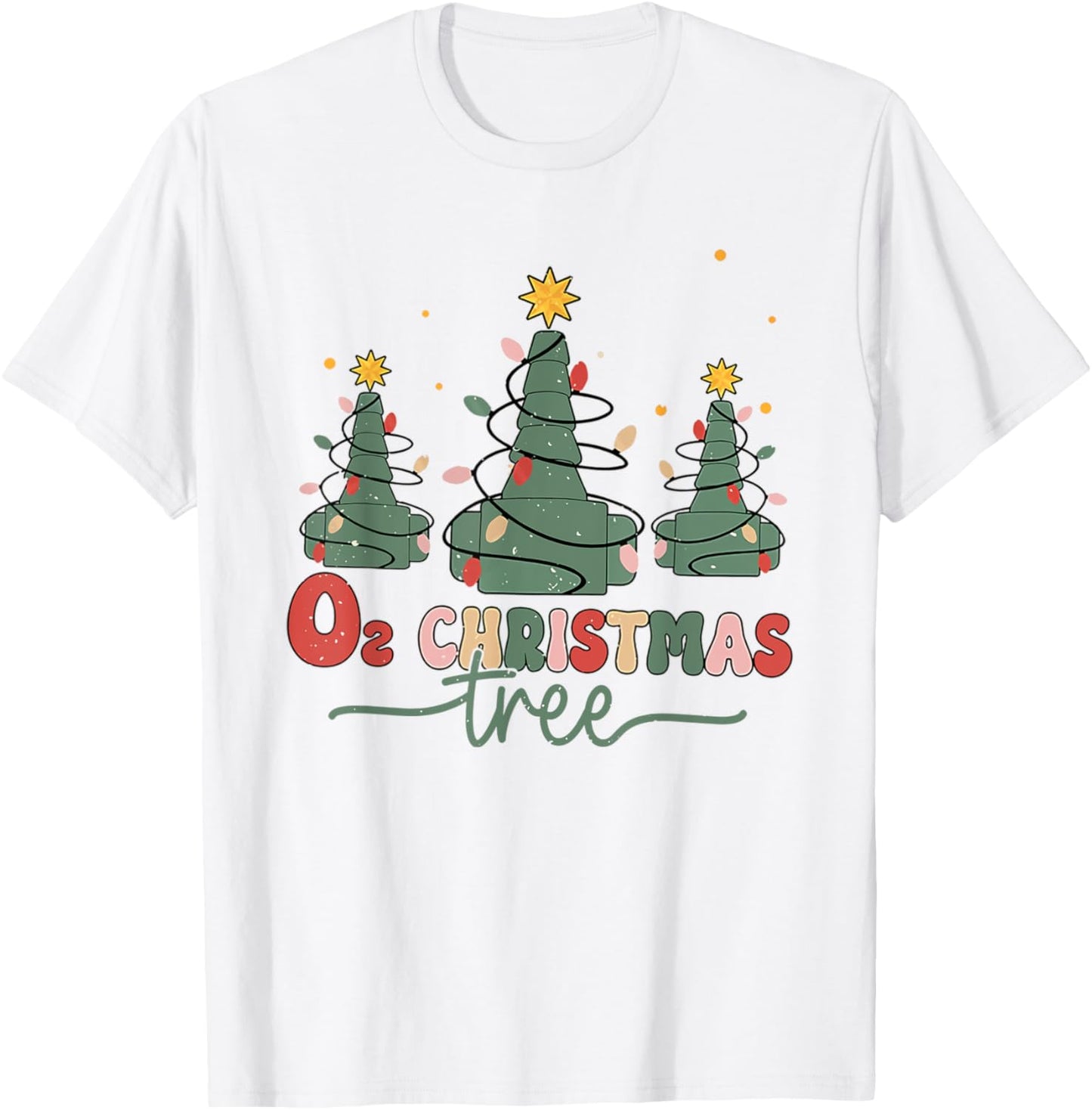 Respiratory Therapist Christmas Gifts Retro Oh Christmas Tree Funny Nurse RT , Women's Blue Small Classic Fit Short Sleeve Polyester 100% Stretchable T-Shirt - T-Shirt | White
