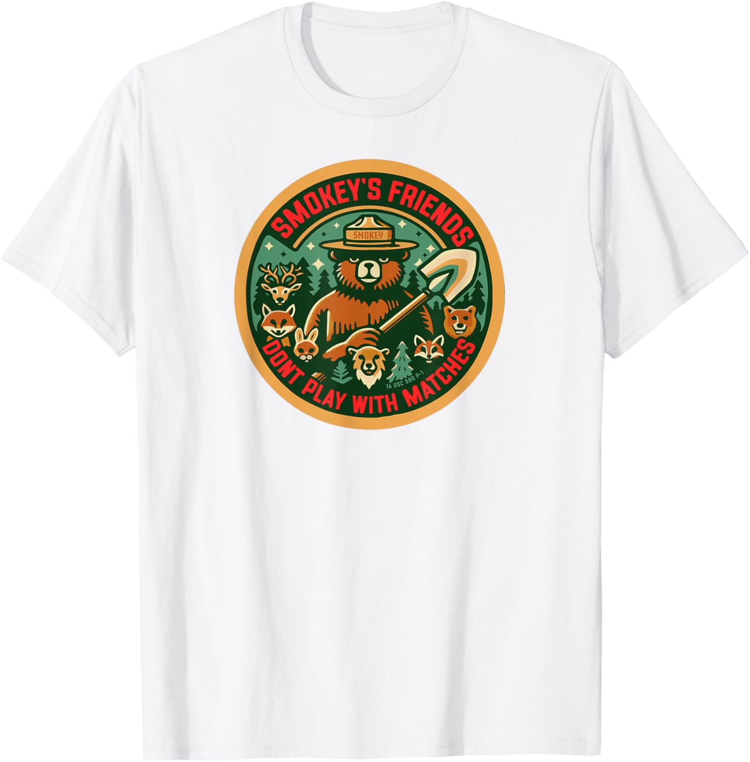 Smokey Bear's Forest Friends Don't Play With Matches Retro T-Shirt - T-Shirt | White