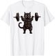 Cat Workout, Cat Deadlift, Powerlifting Kitty Weightlifting Men Women Girls Kids T-Shirt - T-Shirt | White