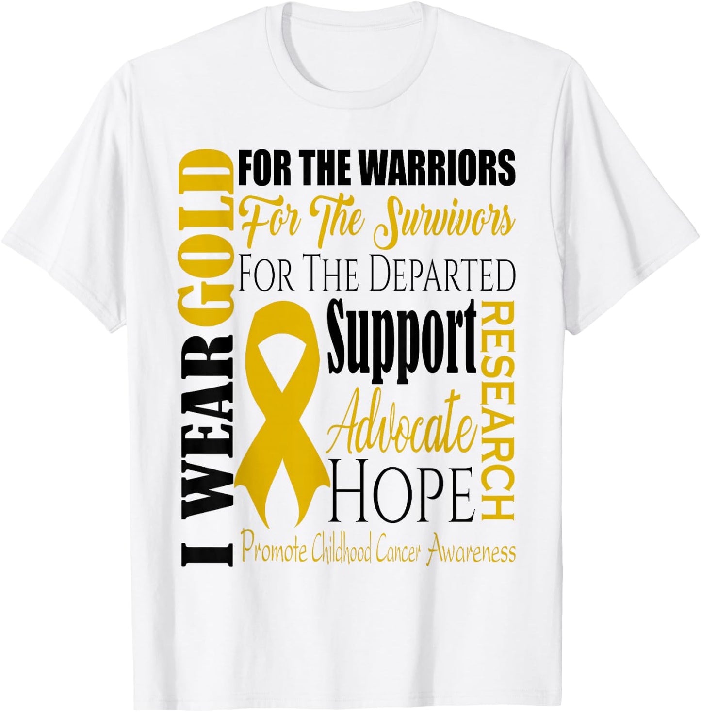 Childhood Cancer Awareness T Shirt Gold for a Child Fight T-Shirt - T-Shirt | White