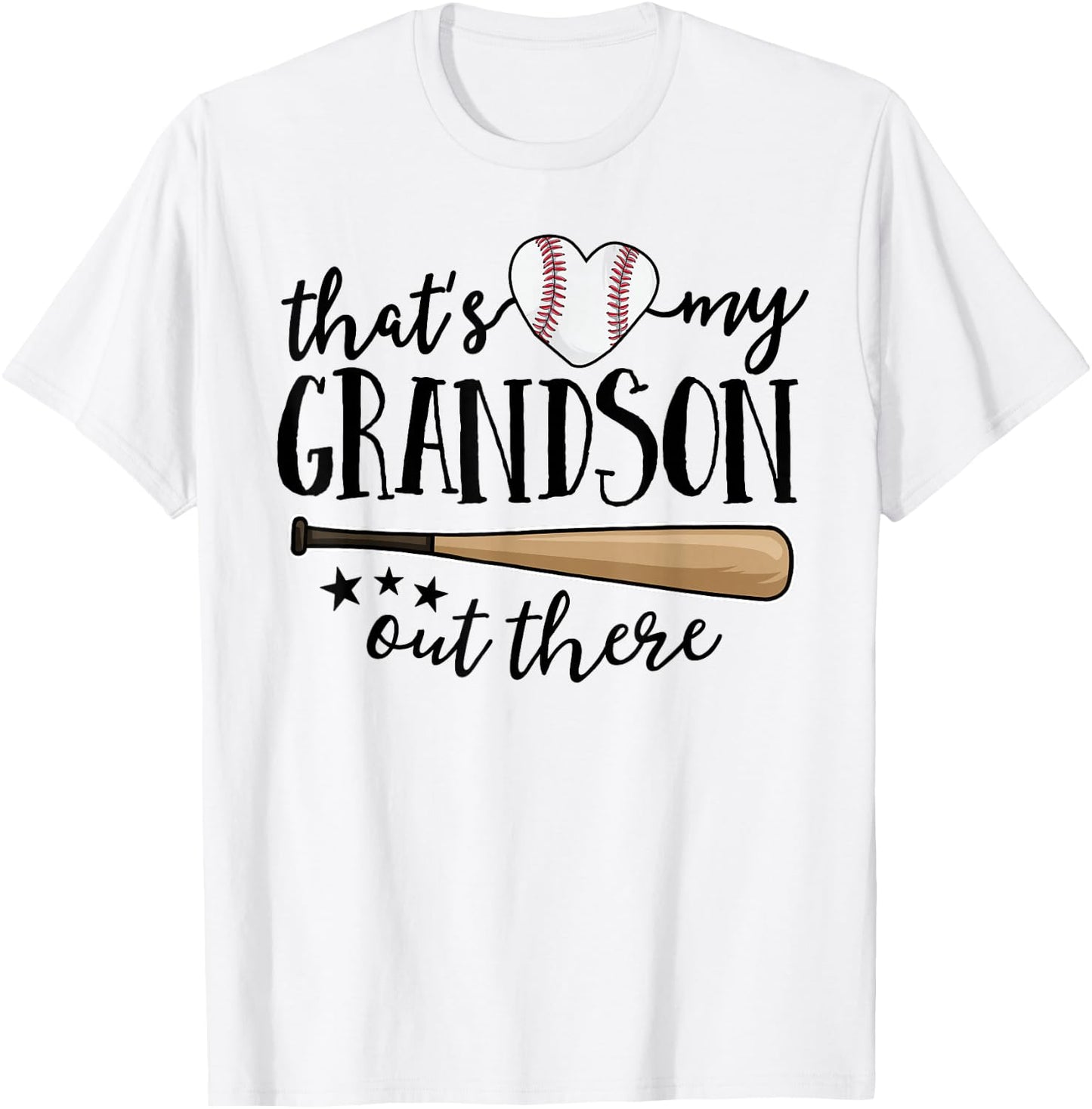 That's My Grandson Out There Gift Women Baseball Grandma T-Shirt - T-Shirt | White
