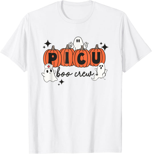 Halloween PICU Boo Crew Spooky PICU Nurse Squad Hospital T-Shirt - T-Shirt | White