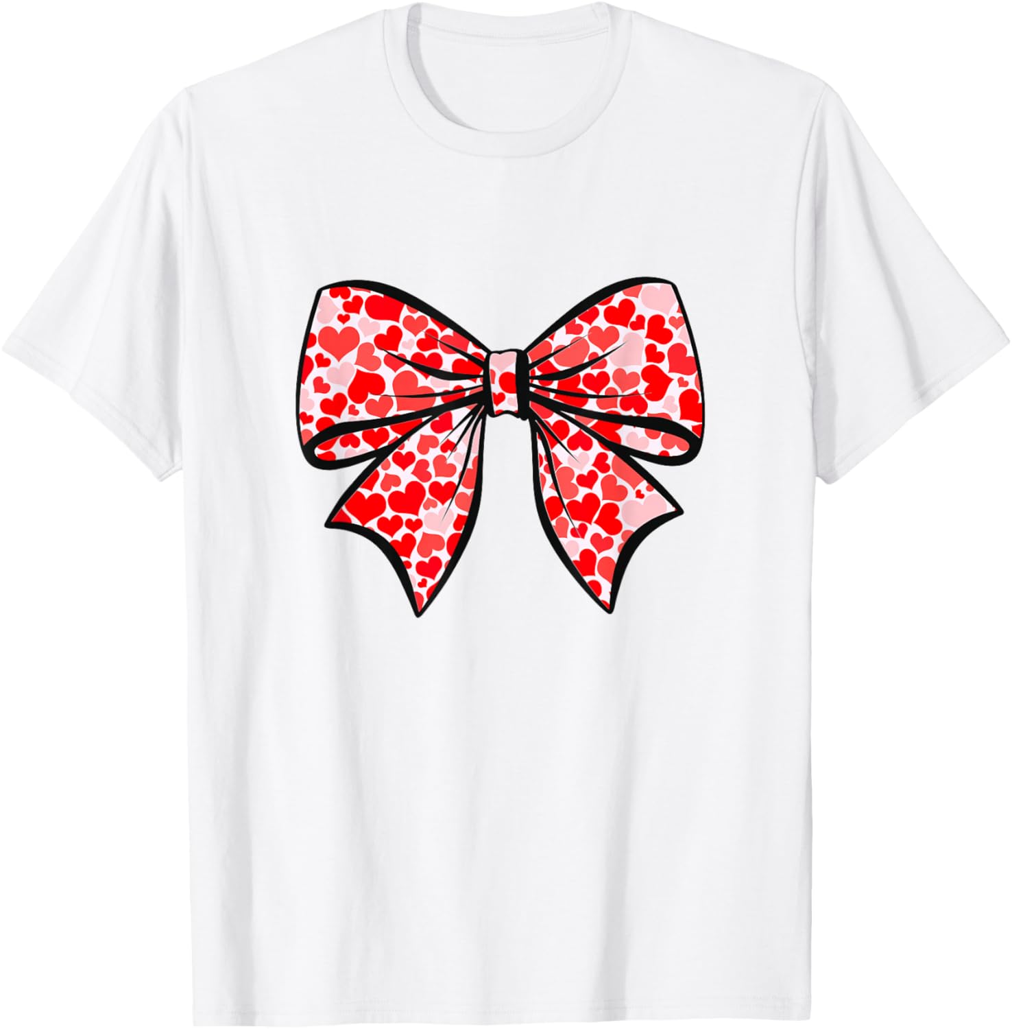 Coquette Bow with Hearts Soft Girl Aesthetic T-Shirt - T-Shirt | White