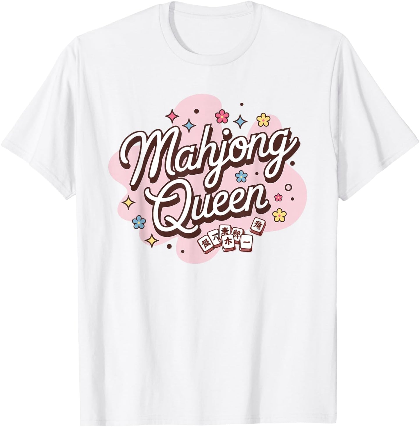 Mahjong Queen Retro Vintage Mah Jongg Player T-Shirt - T-Shirt | White