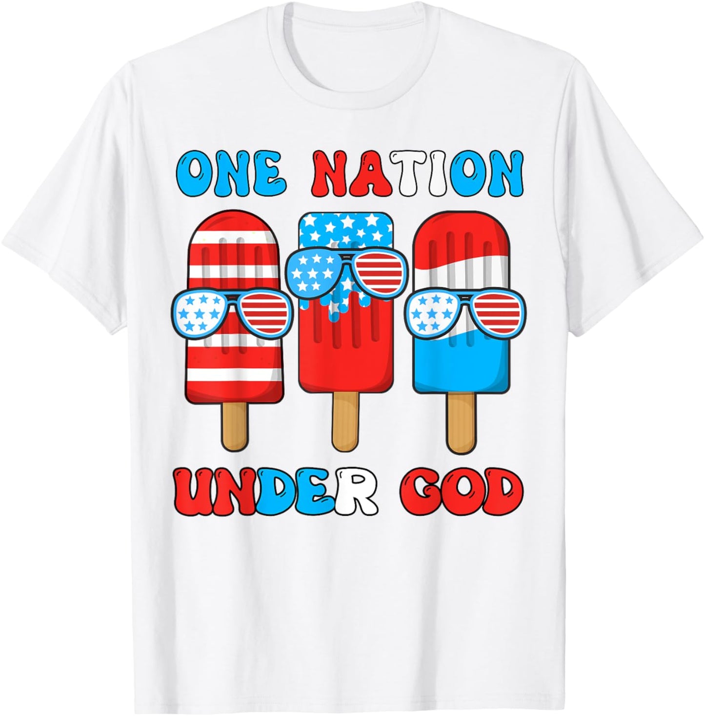 Boy One Nation Under God Son Funny 4th July Popsicle Toddler T-Shirt - T-Shirt | White