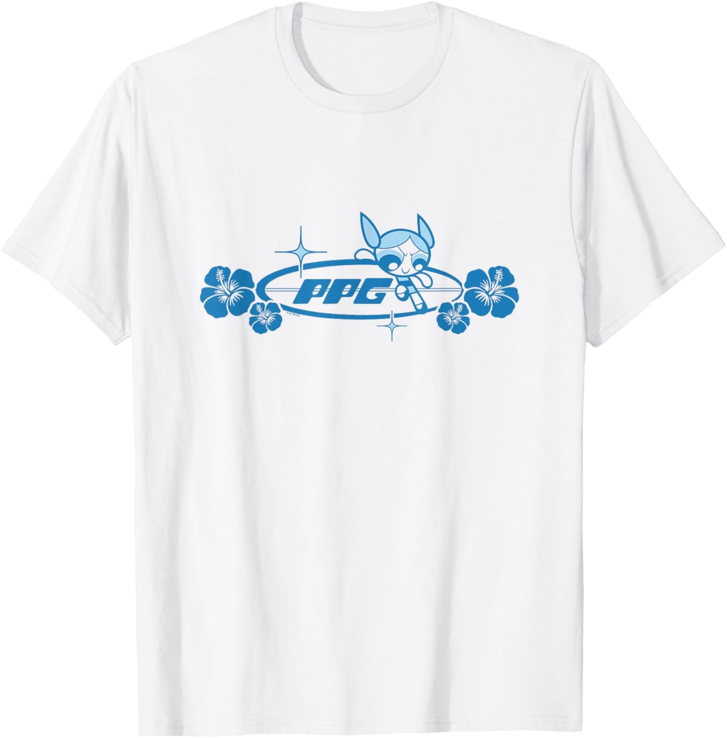 The Powerpuff Girls PPG Bubbles Retro Surf Logo T-Shirt - T-Shirt | White