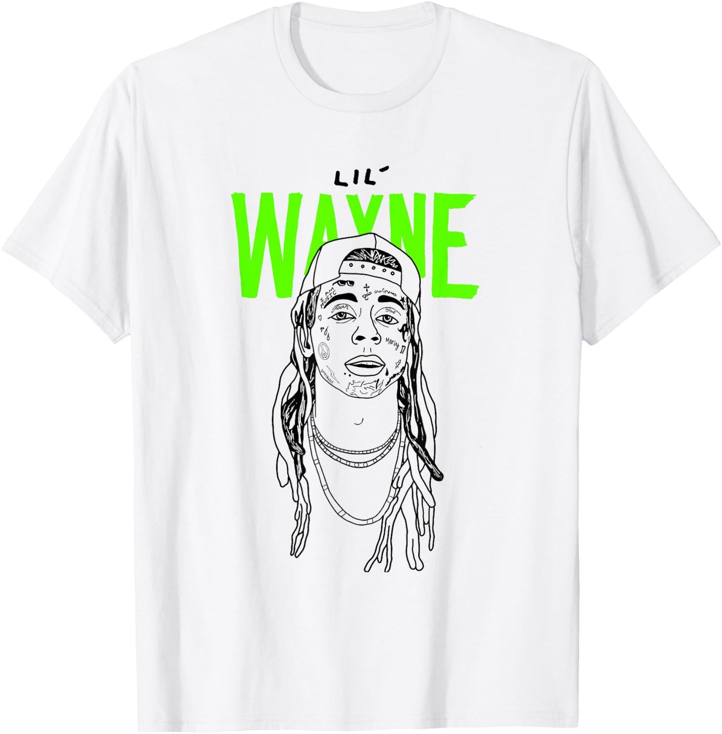 Lil Wayne Illustrated Face Logo Small T-Shirt - T-Shirt | White