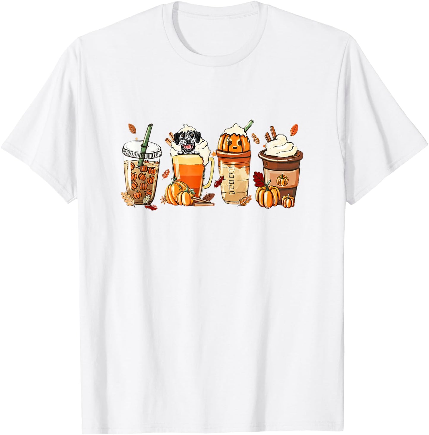 Dalmatian Lover Pumpkin Spice Fall Coffee Thanksgiving T-Shirt - T-Shirt | White