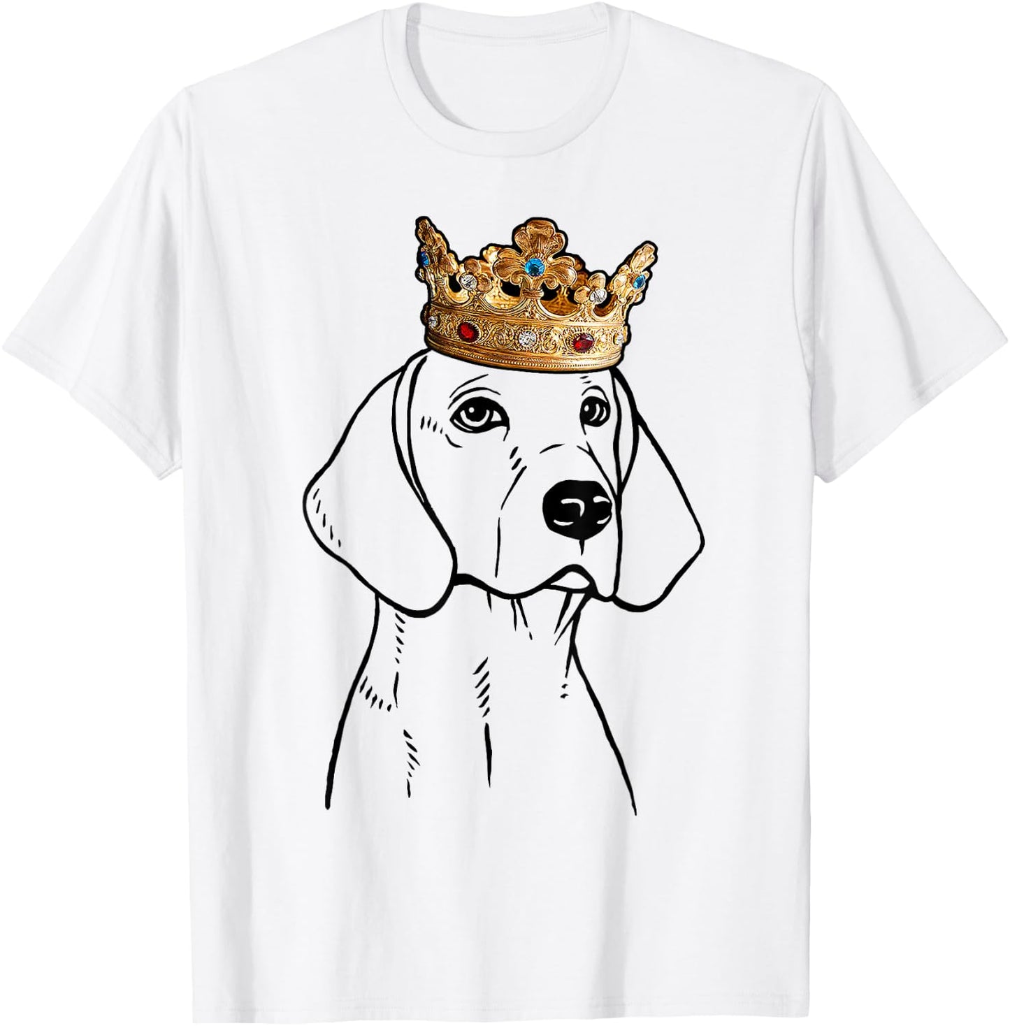 American Foxhound Dog Wearing Crown Men Women Kids T-Shirt - T-Shirt | White