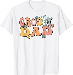 Groovy Dad Retro Father Matching Family 1st Birthday Party T-Shirt - T-Shirt | White