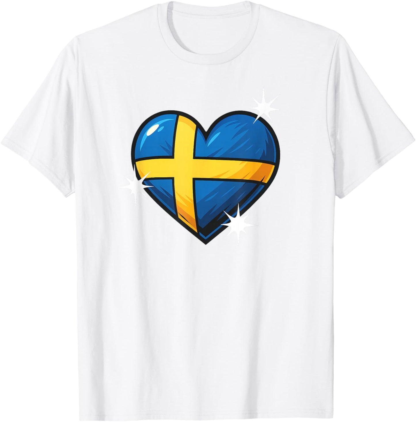 Schwedische Flagge Herz Damen Herren Kinder Gelb & Blau Schweden T-Shirt - T-Shirt | White