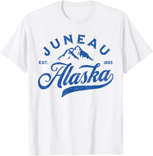 Vintage Juneau Alaska AK Mountains Family Vacation Souvenir T-Shirt - T-Shirt | White