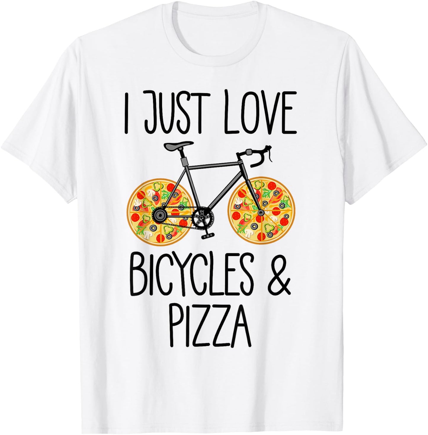 Bicycle Pizza Lover Funny Saying T-Shirt - T-Shirt | White