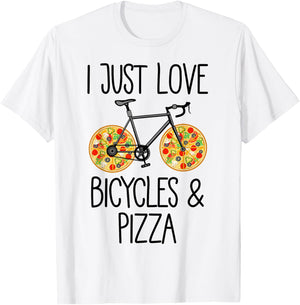 Bicycle Pizza Lover Funny Saying T-Shirt - T-Shirt | White