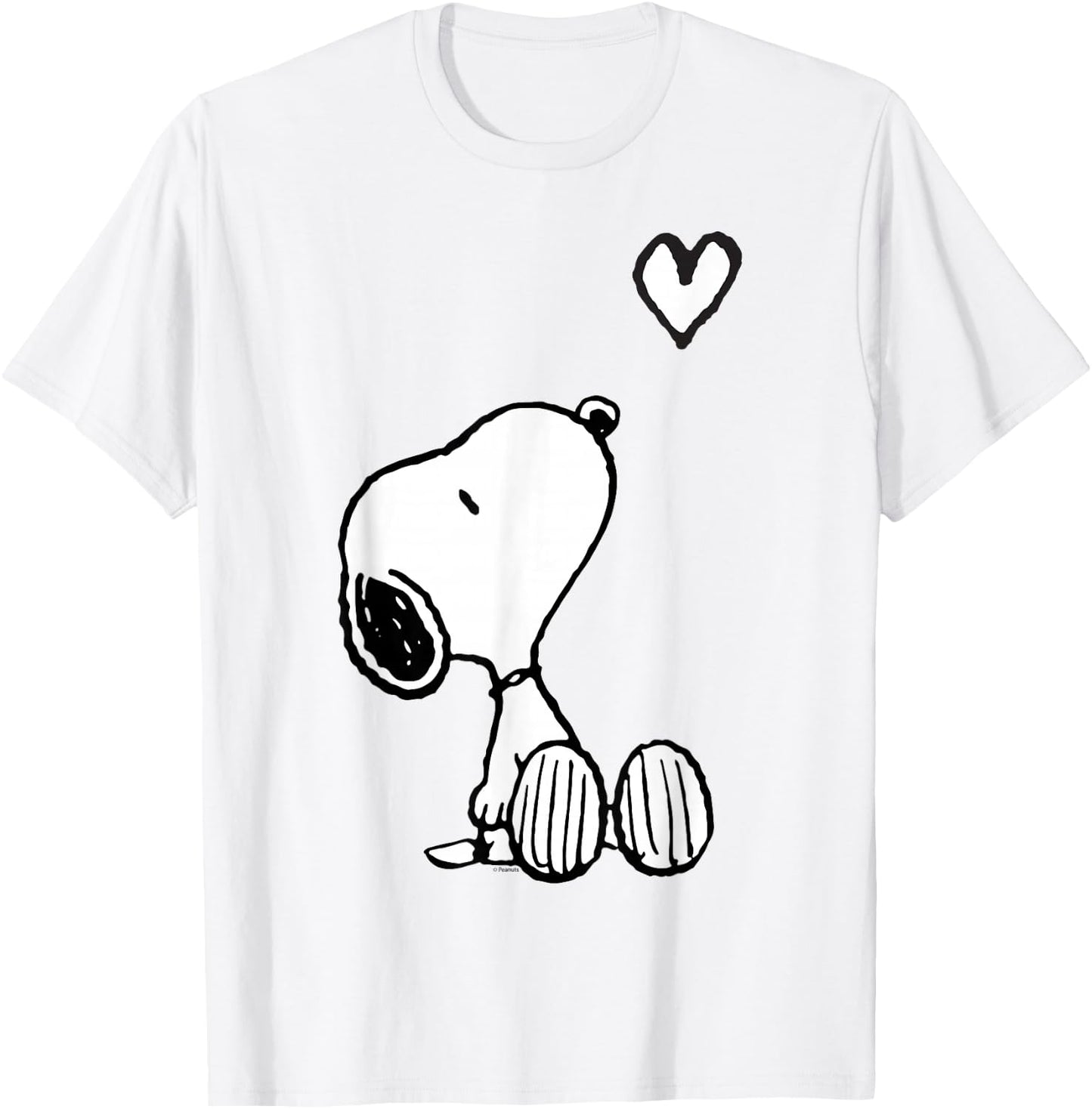 Peanuts Valentine Snoopy Sitting Heart T-Shirt - T-Shirt | White