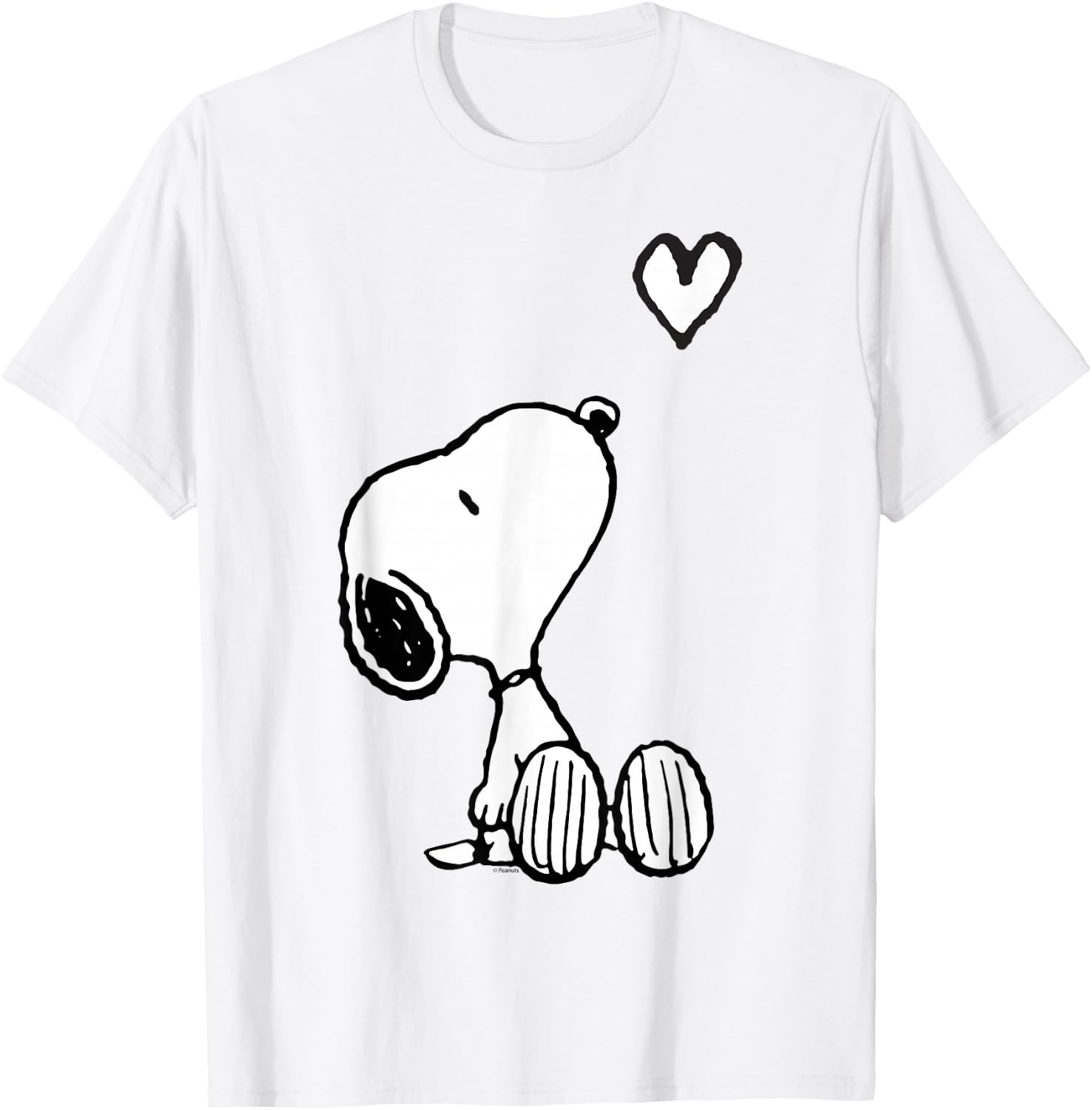 Peanuts Valentine Snoopy Sitting Heart T-Shirt - T-Shirt | White