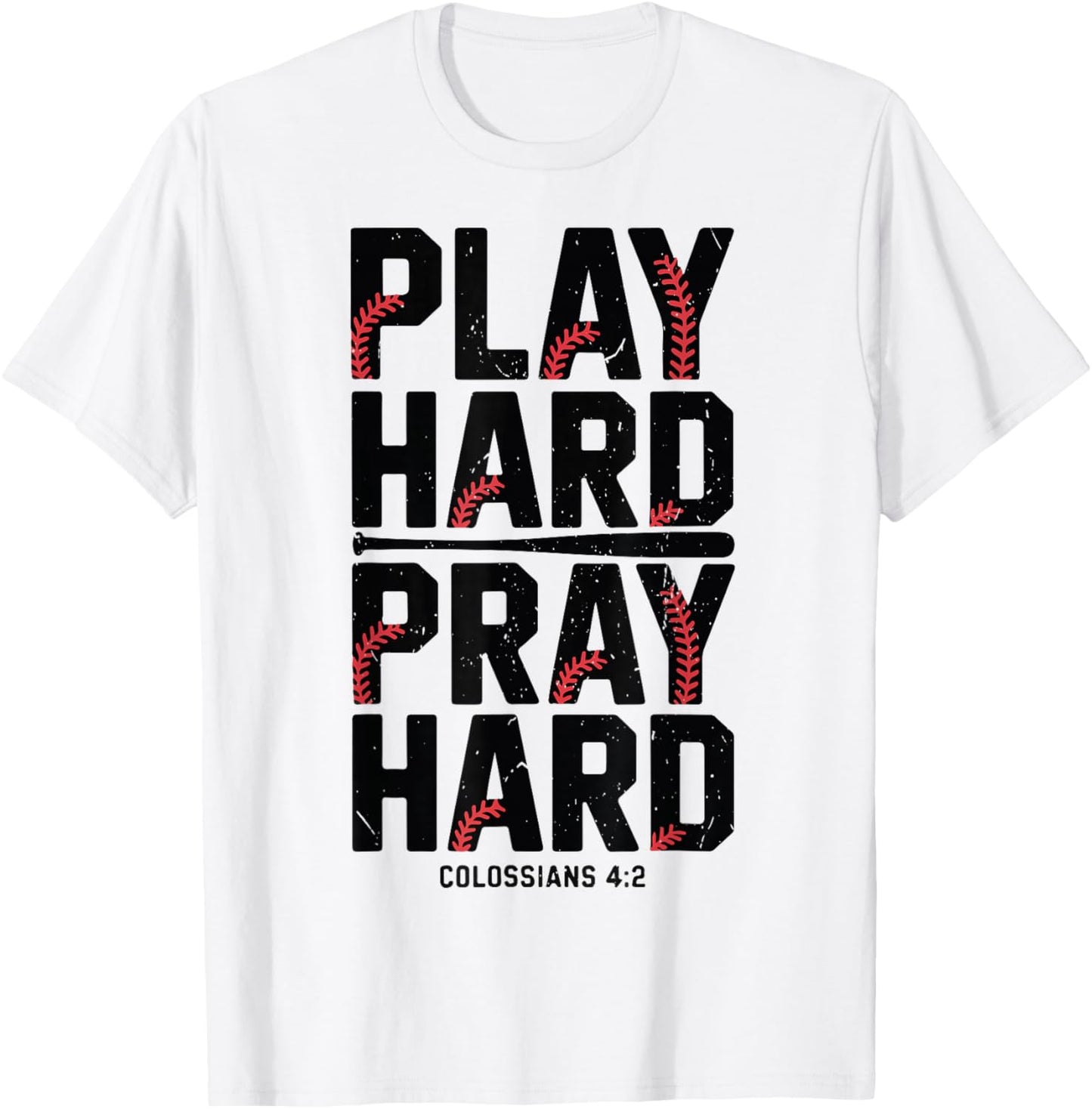 Play Hard Pray Hard Christian Baseball Boy Youth Jesus Gift T-Shirt - T-Shirt | White