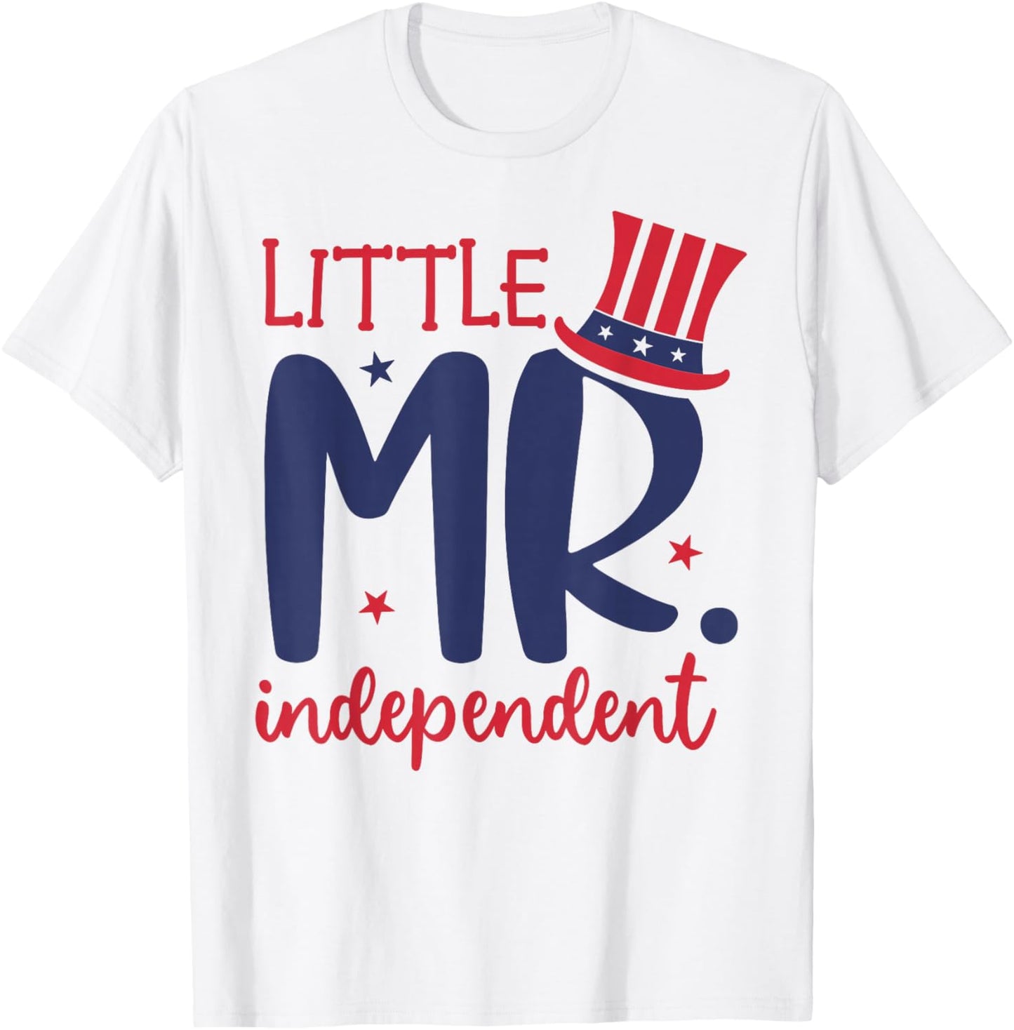 Little Mr. Independent Cute 4th of July Patriotic T-Shirt - T-Shirt | White