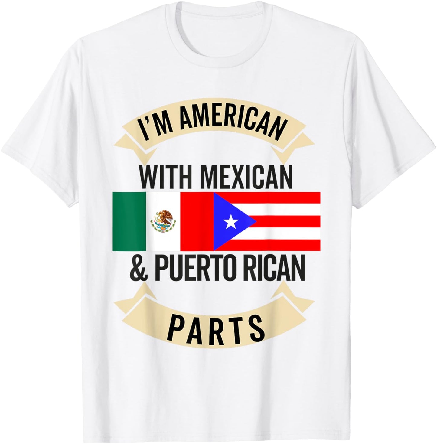 Half Mexican Half Puerto Rican Flag Mexirican Heritage Roots T-Shirt - T-Shirt | White