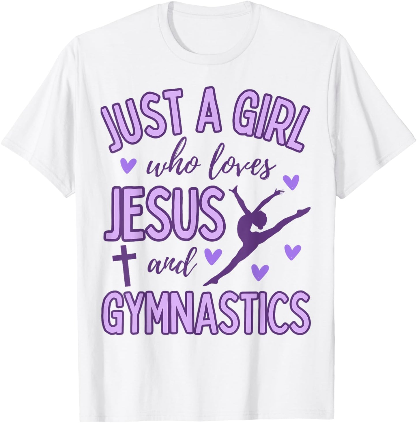 Just A Girl Who Loves Jesus and Gymnastics Christian Purple T-Shirt - T-Shirt | White