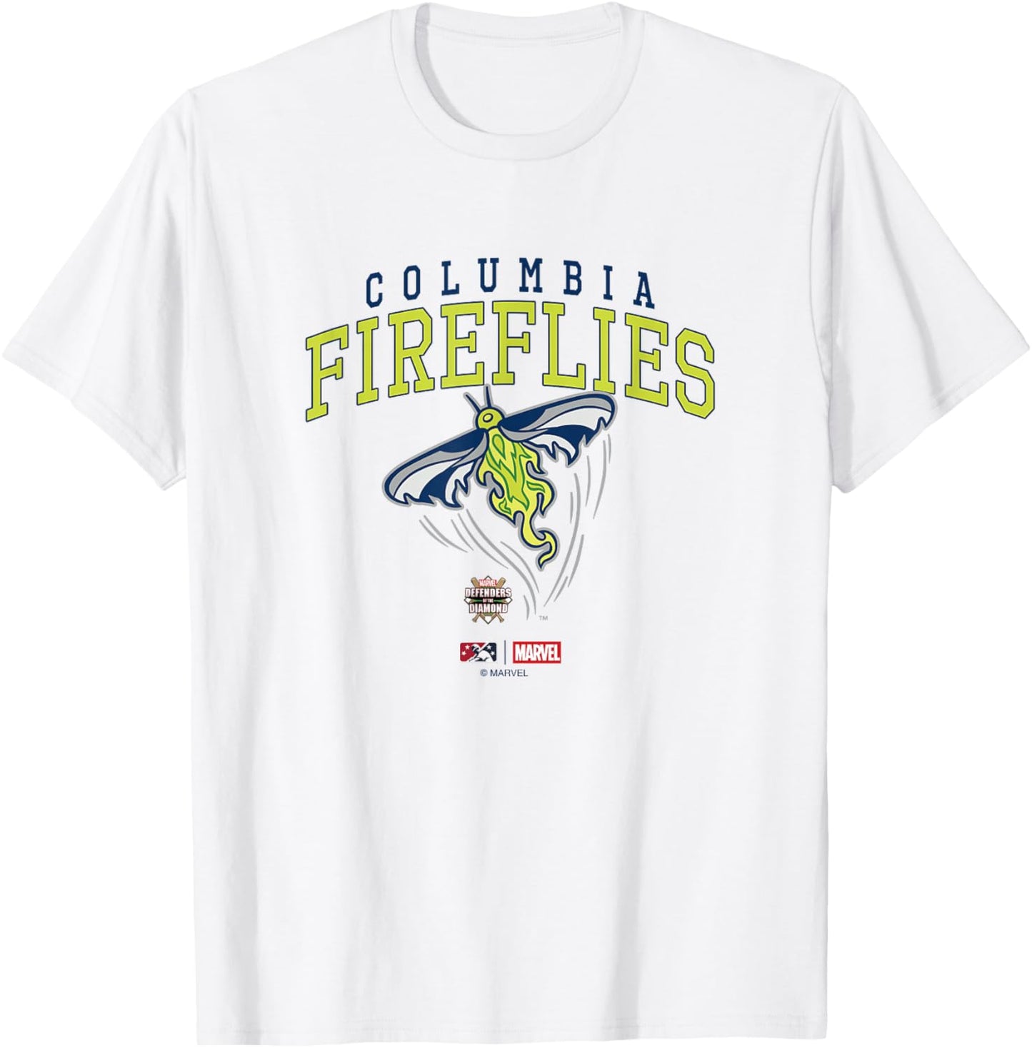 Marvel x MiLB Columbia Fireflies Defenders Big Chest Logo T-Shirt - T-Shirt | White