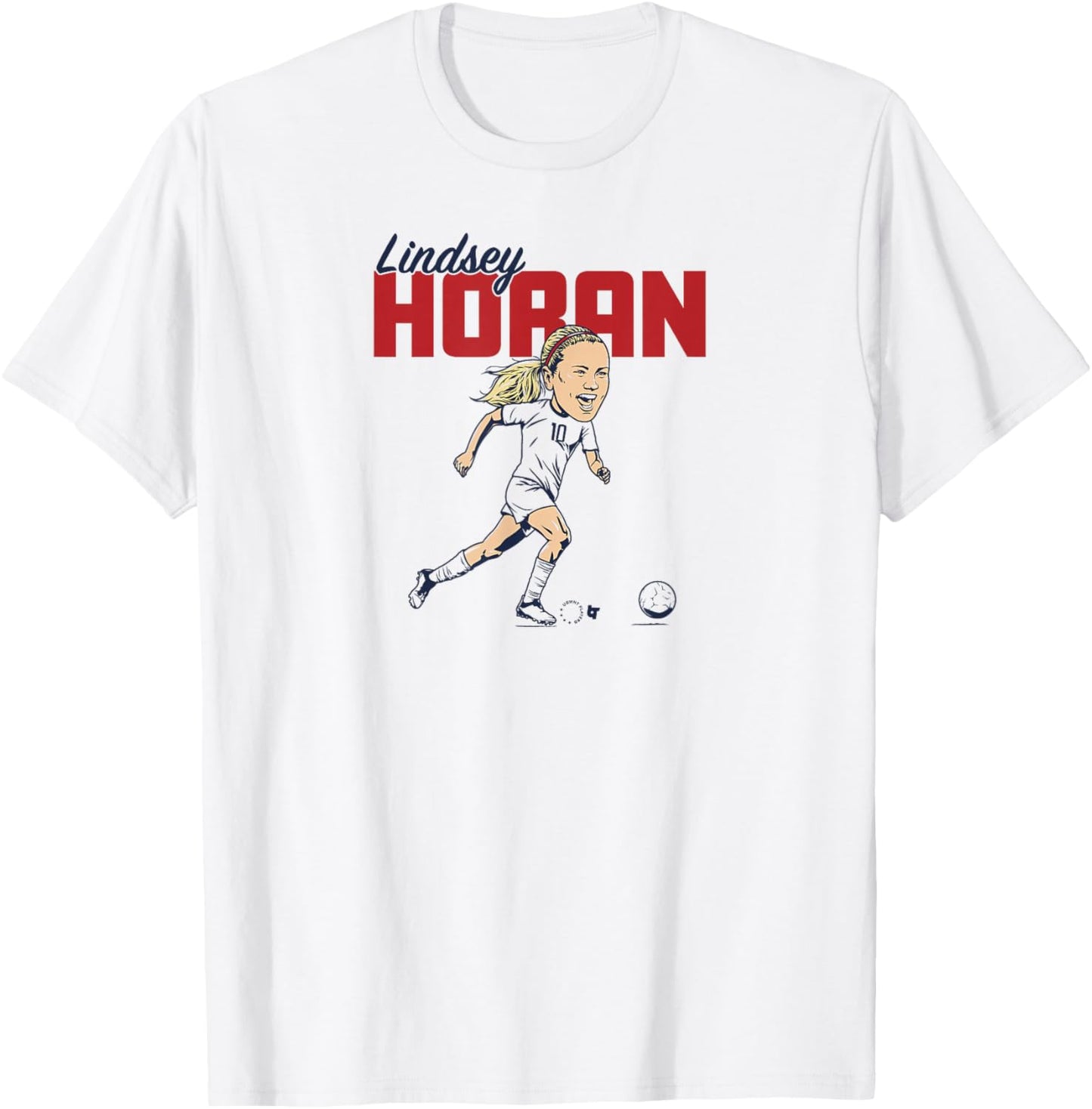 Lindsey Horan: Caricature - USWNT Players Association Soccer T-Shirt - T-Shirt | White