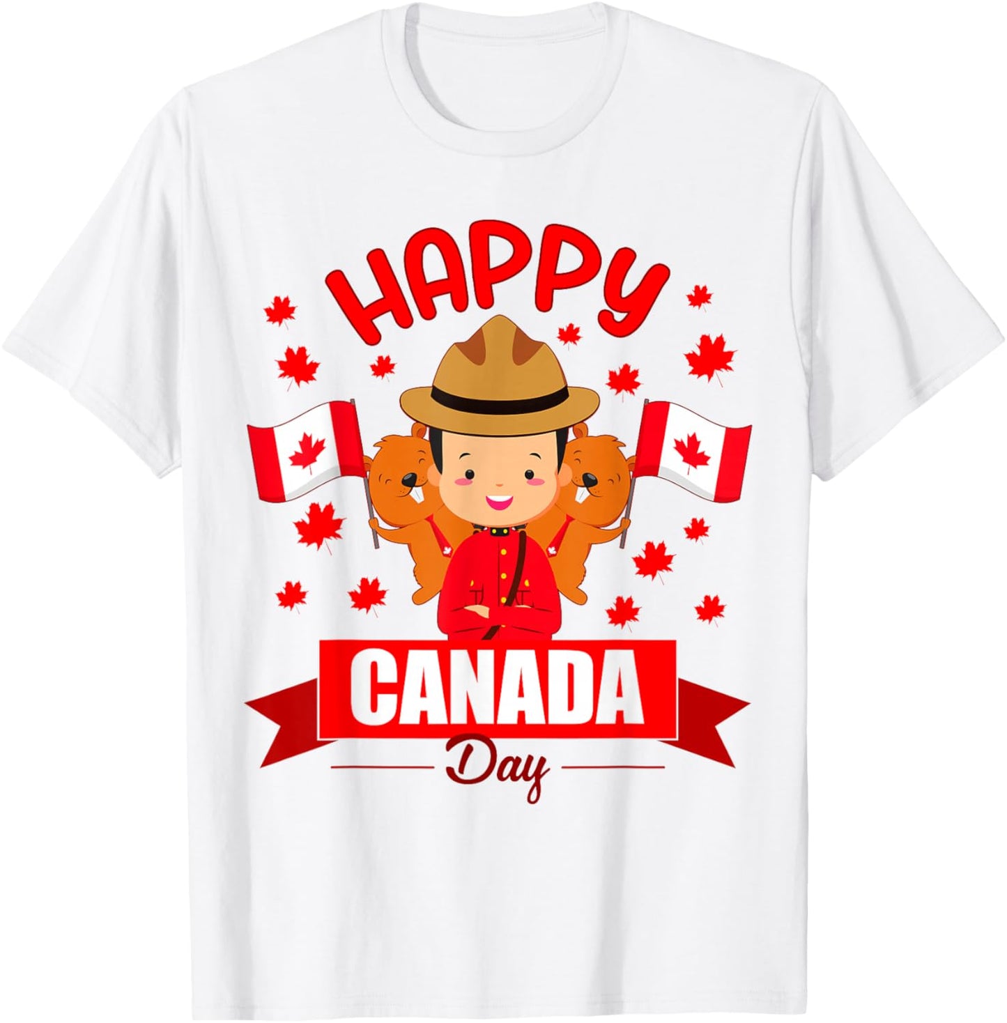 Happy Canada day Flag boys girls kids Toddler Canadian Pride T-Shirt - T-Shirt | White