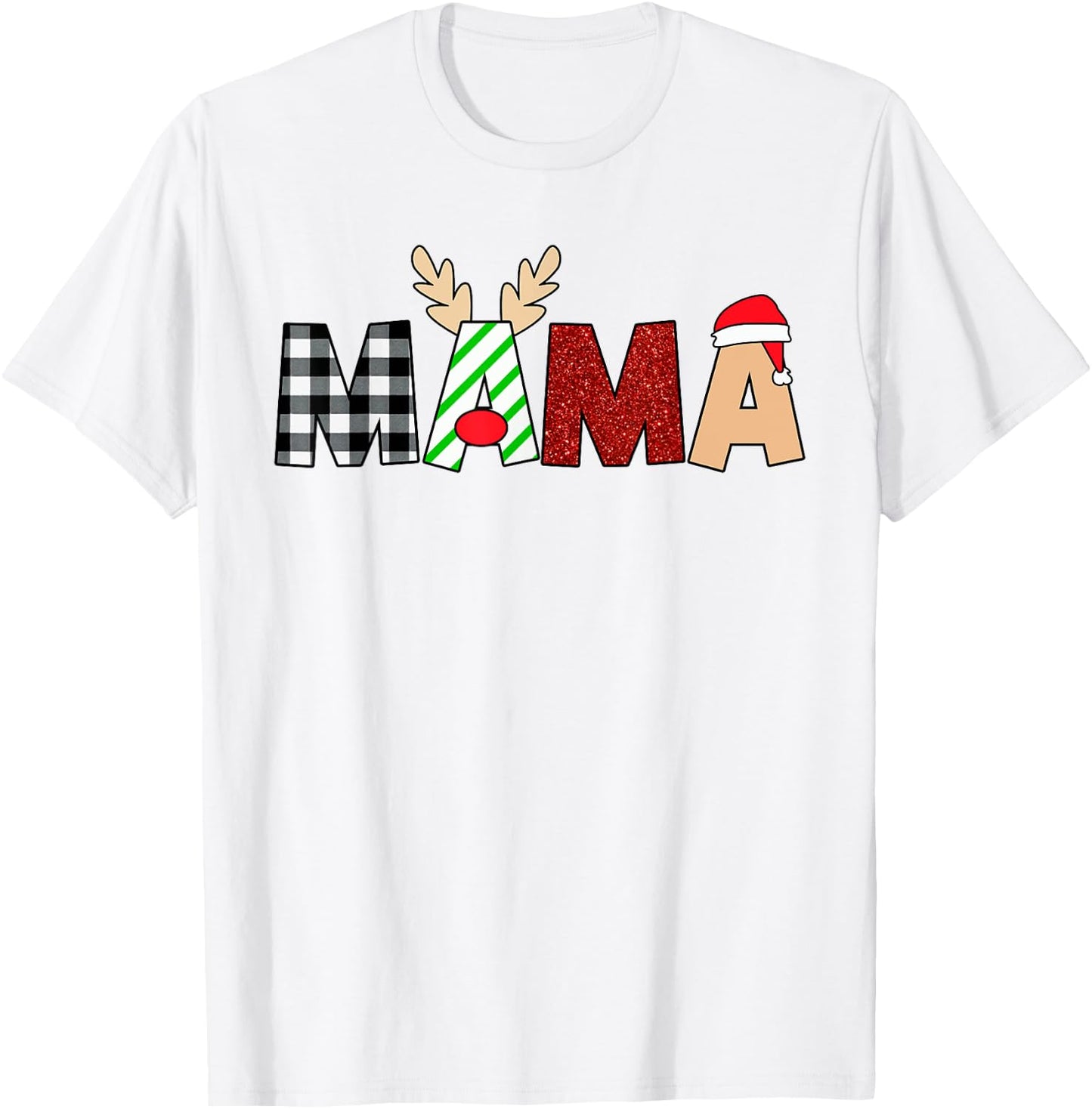 Mama Santa Christmas Family Matching Pajamas Mama Xmas T-Shirt - T-Shirt | White