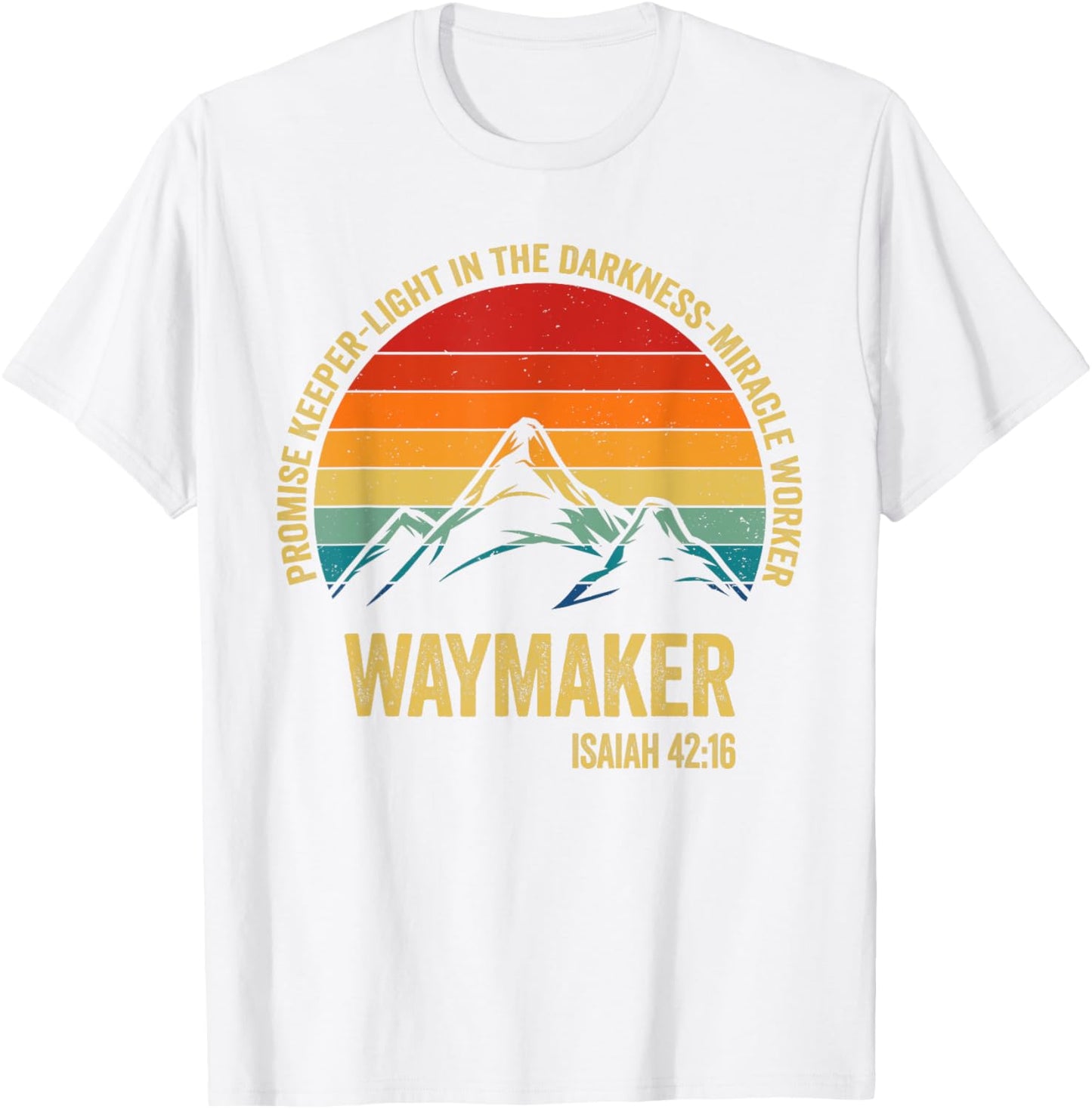 Waymaker Vintage Promise Keeper Miracle Worker Christian T-Shirt - T-Shirt | White