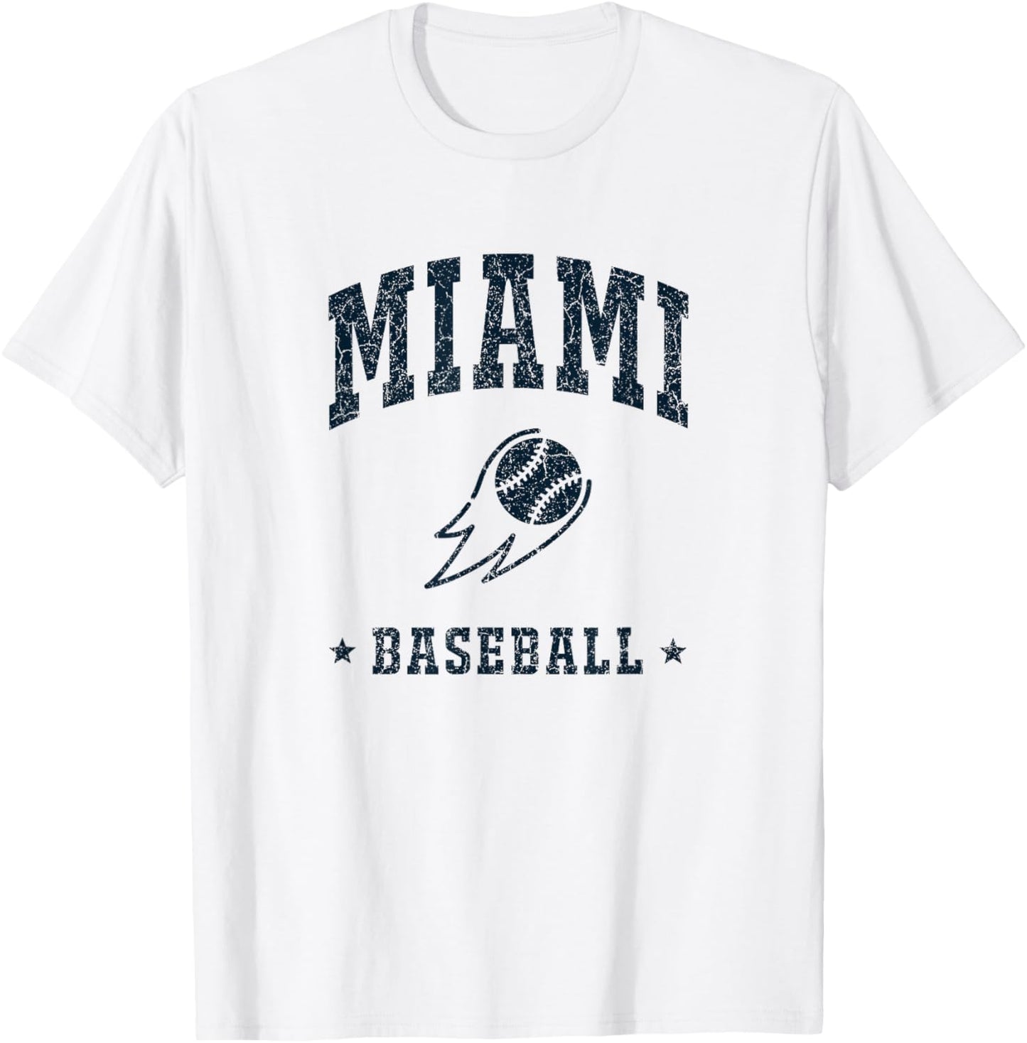 Miami Baseball Vintage Gameday Retro Baseball Lover T-Shirt - T-Shirt | White