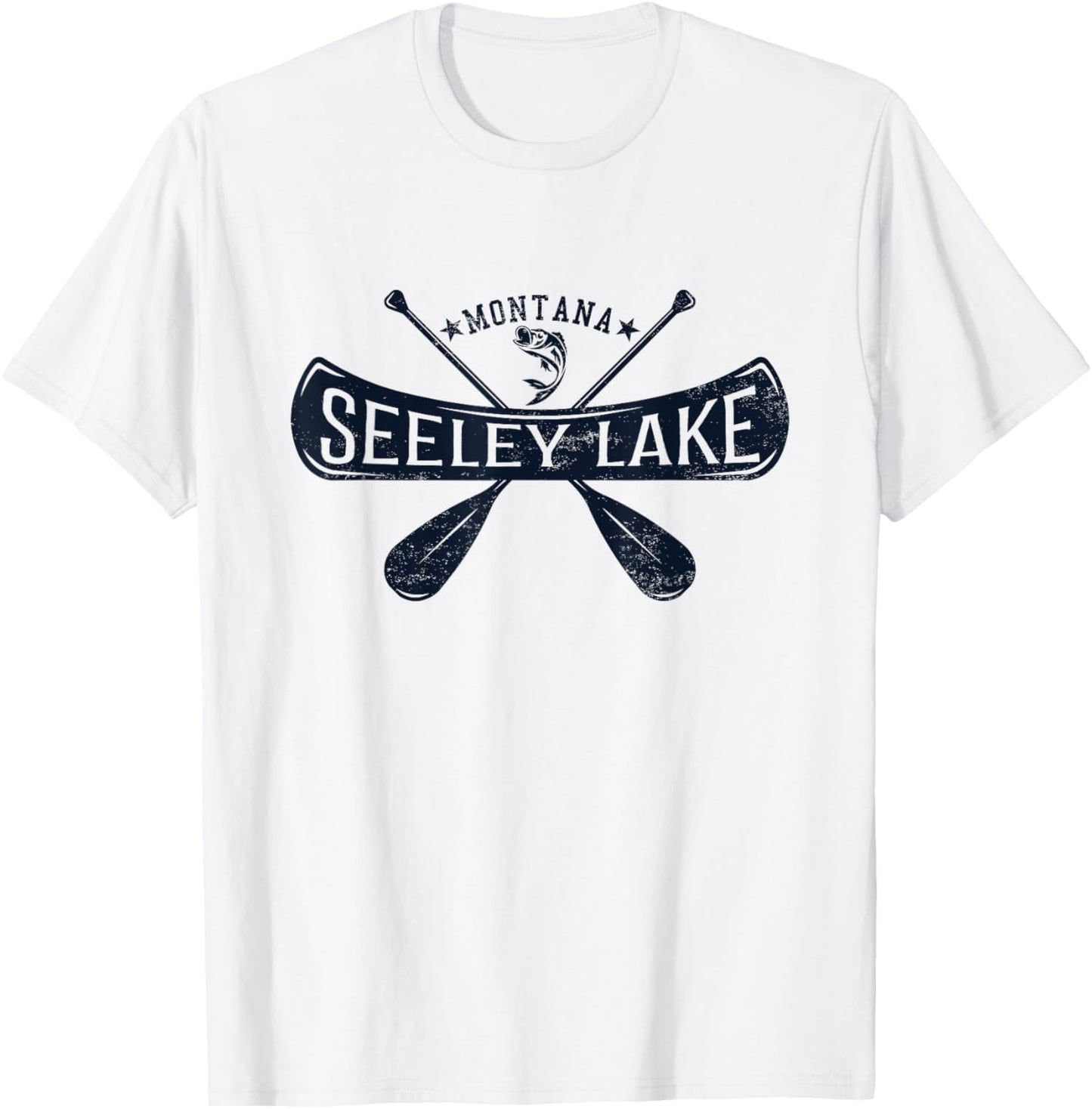 Seeley Lake Montana Vintage Distressed T-Shirt - T-Shirt | White