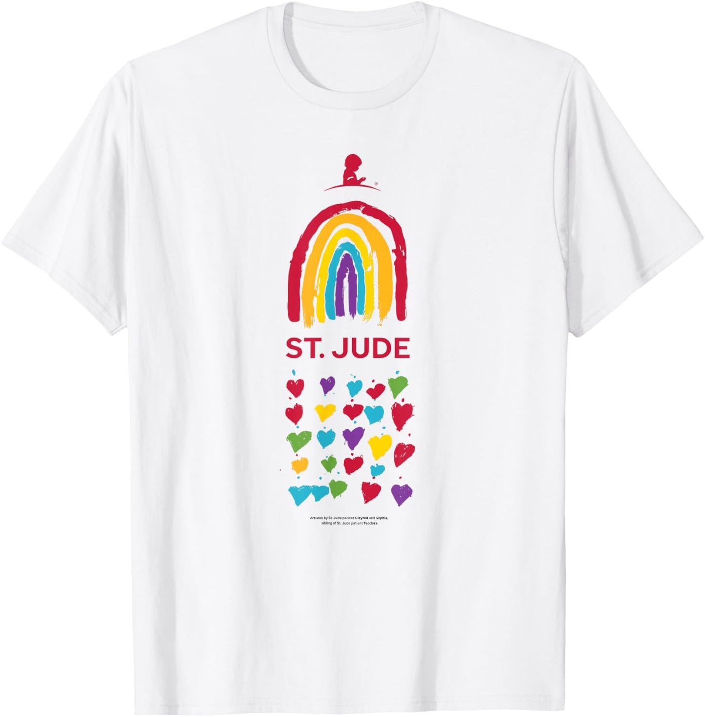 St. Jude Children's Research Hospital Rainbow & Hearts T-Shirt - T-Shirt | White