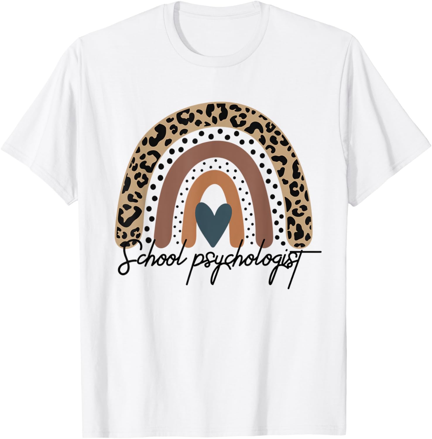 School Psychologist Leopard Rainbow Psychology T-Shirt - T-Shirt | White