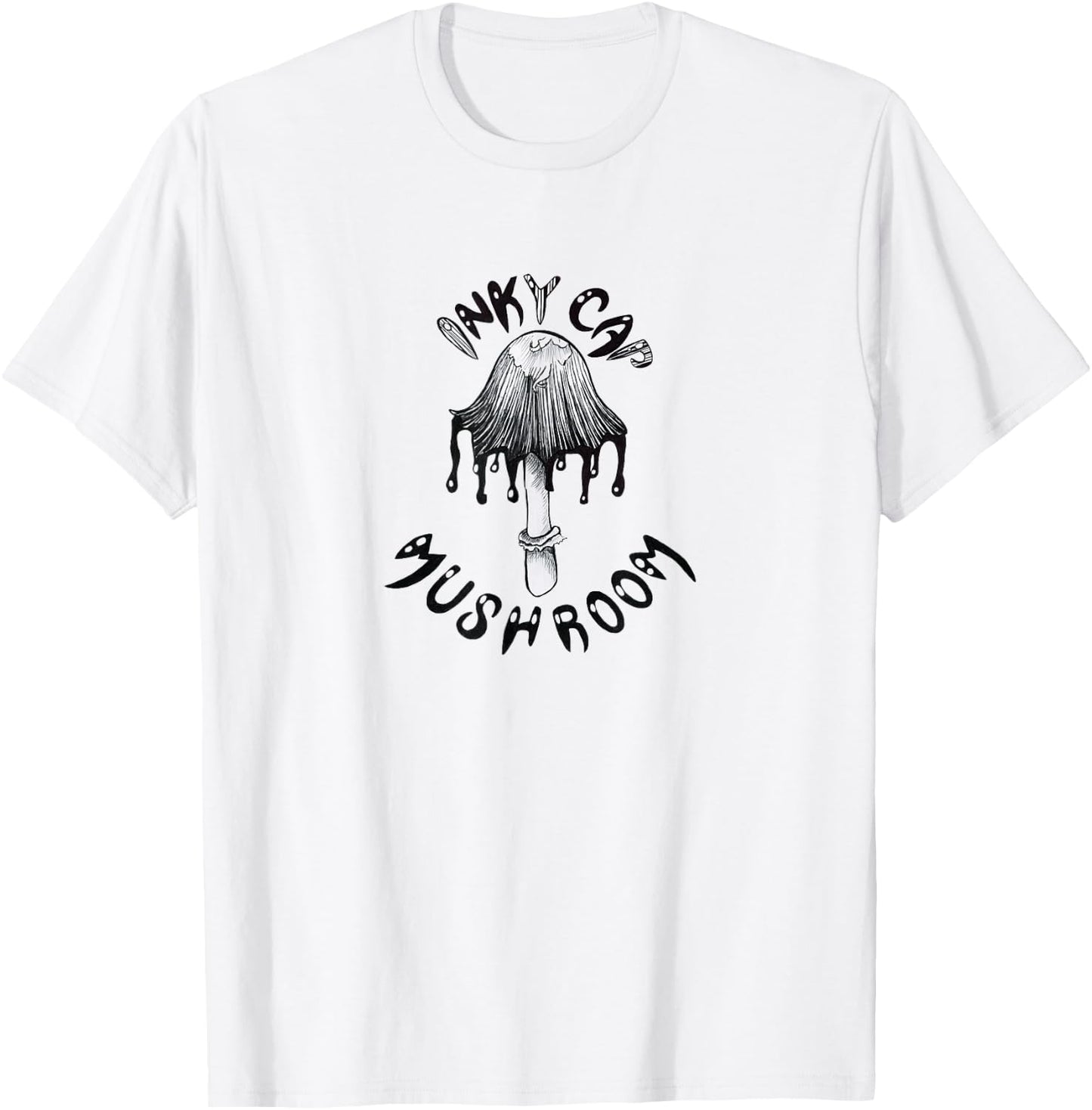 Inky cap mushroom novelty design toadstool wildlife stem cap T-Shirt - T-Shirt | White