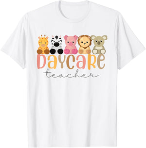 Daycare Teacher Animals Daycare Provider Back To School T-Shirt - T-Shirt | White