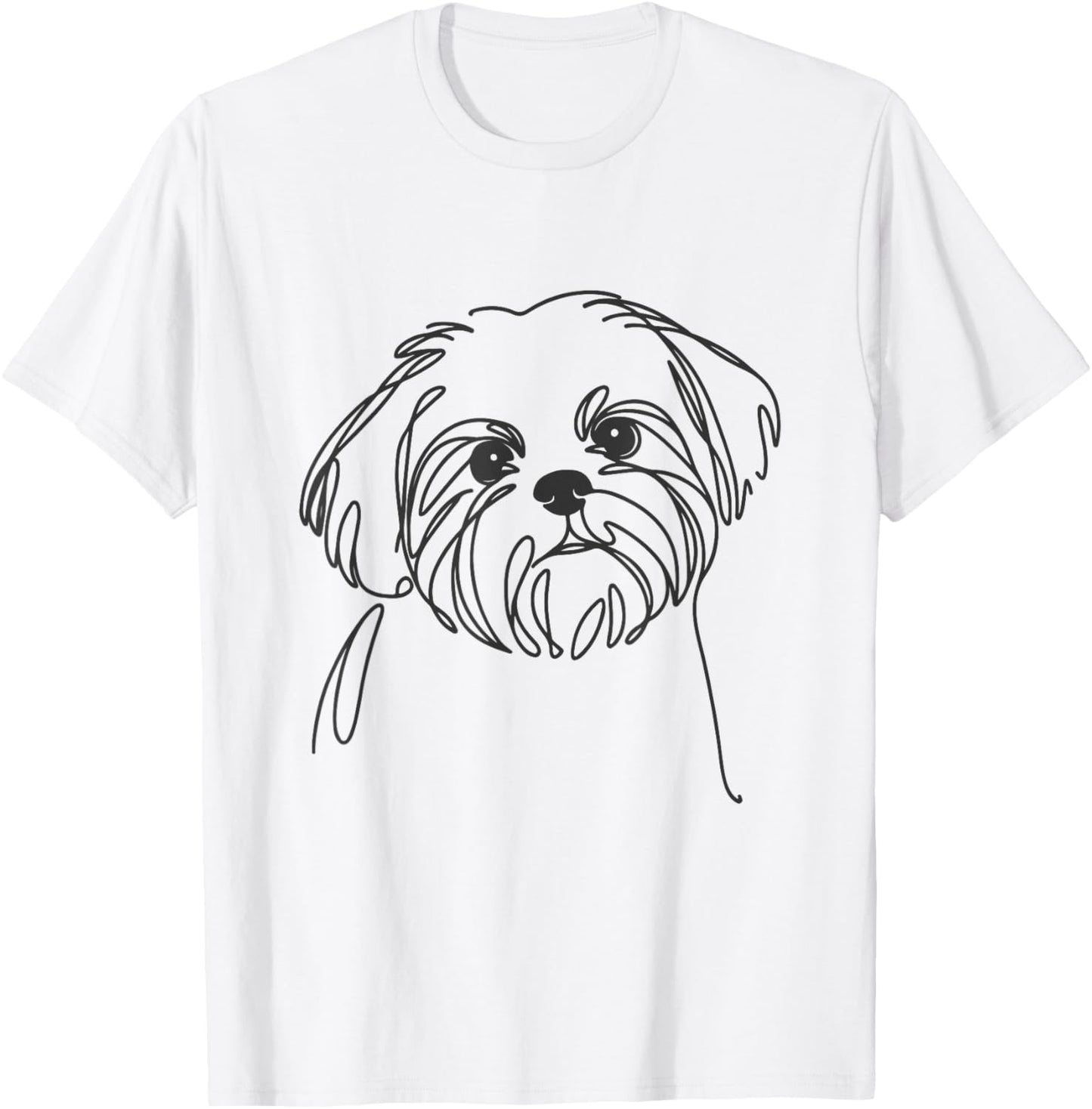 Line Art Dad Mom Dog - Shih Tzu T-Shirt - T-Shirt | White