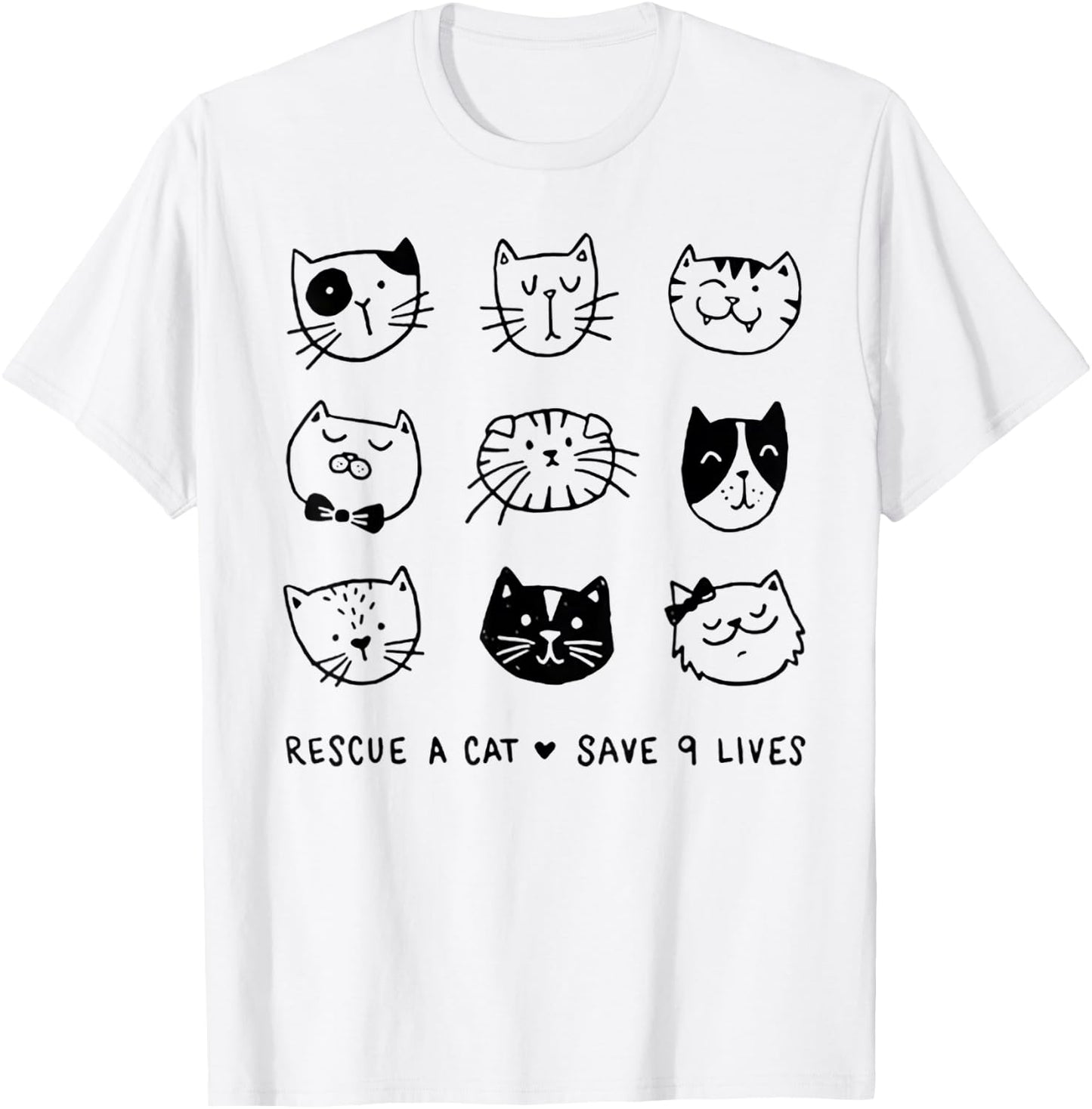 Rescue A Cat Save Nine Lives Funny Cat Lover Gift Women T-Shirt - T-Shirt | White