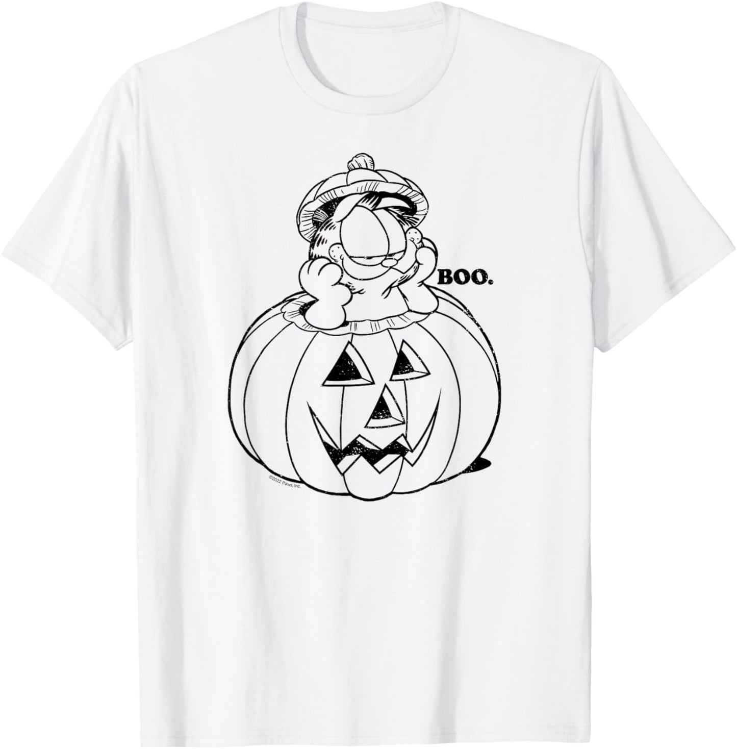 Garfield - Boo Halloween Jack O' Lantern Pumpkin T-Shirt - T-Shirt | White