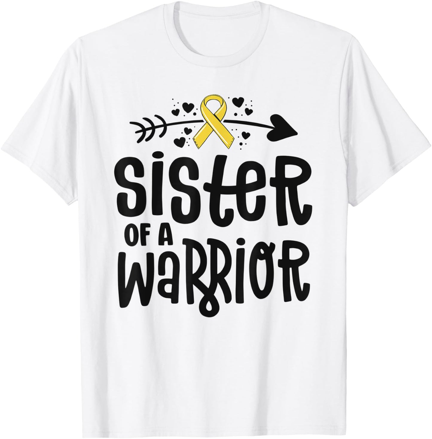 Sister Of A Warrior Gift Family Childhood Cancer Awareness T-Shirt - T-Shirt | White
