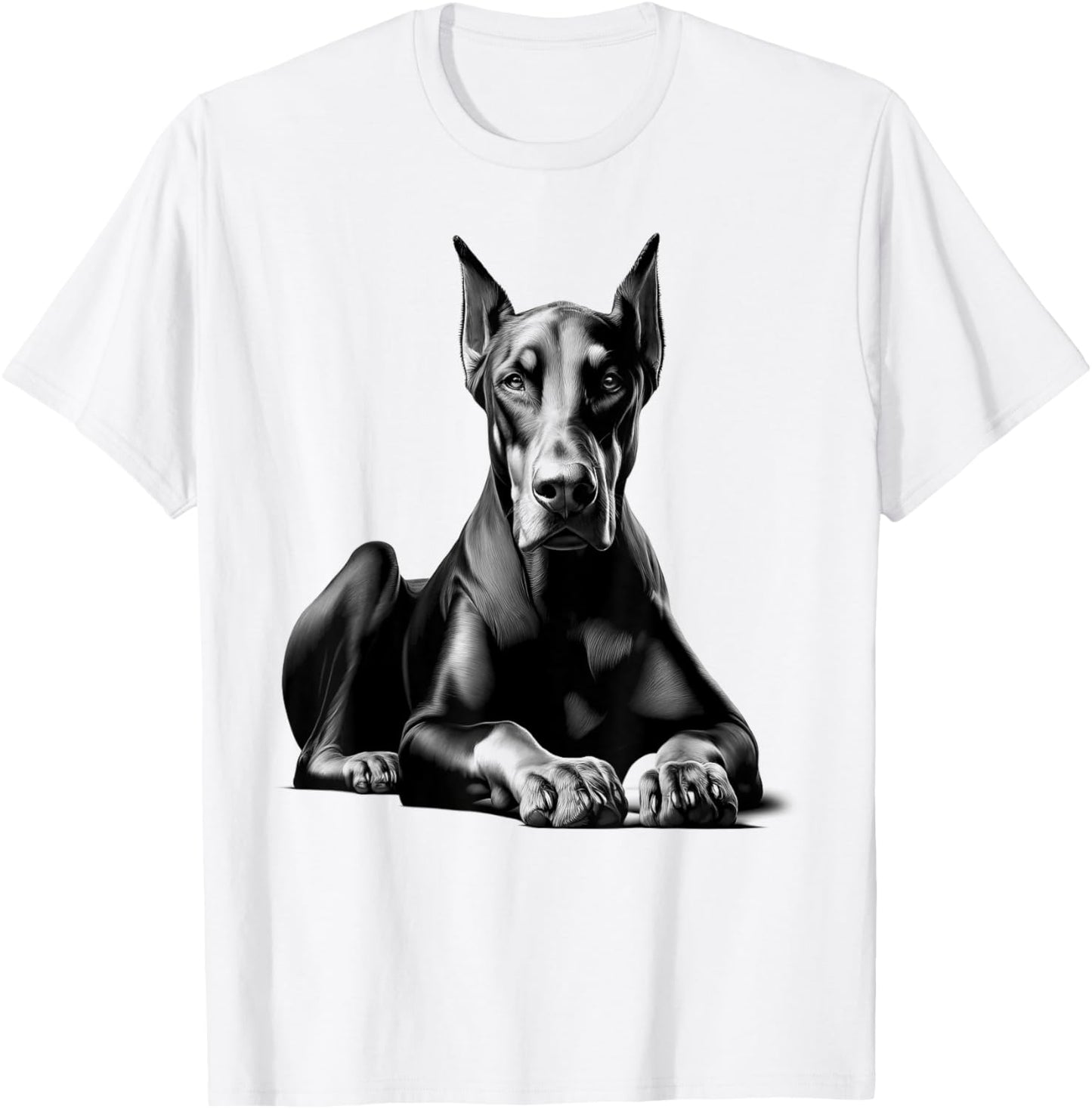 Lying Doberman as a Cool Portrait T-Shirt - T-Shirt | White