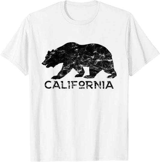 California Bear Retro Distressed Vintage T-Shirt - T-Shirt | White