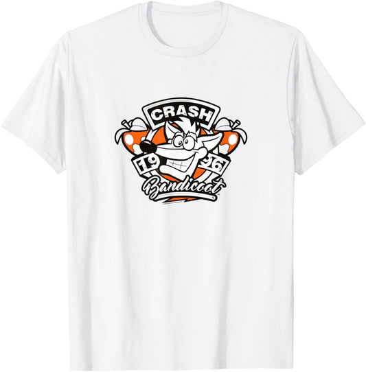 Crash Bandicoot Retro Vintage 1996 Crash Wumpa Fruit Badge T-Shirt - T-Shirt | White