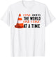 Traffic Cone Conquer The World Orange Traffic Cone T-Shirt - T-Shirt | White