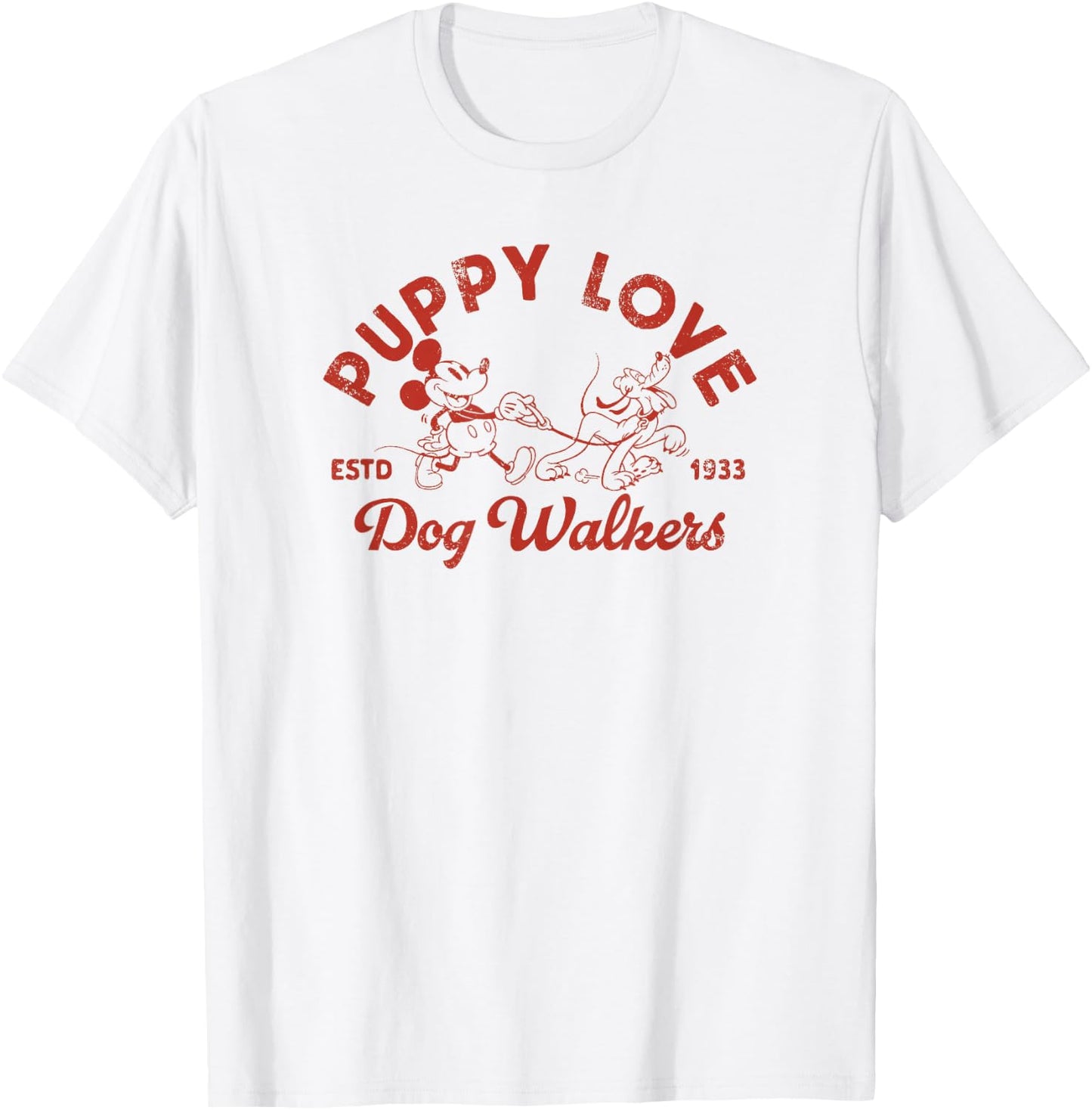 Disney Mickey and Friends Pluto Puppy Love Dog Walkers T-Shirt - T-Shirt | White