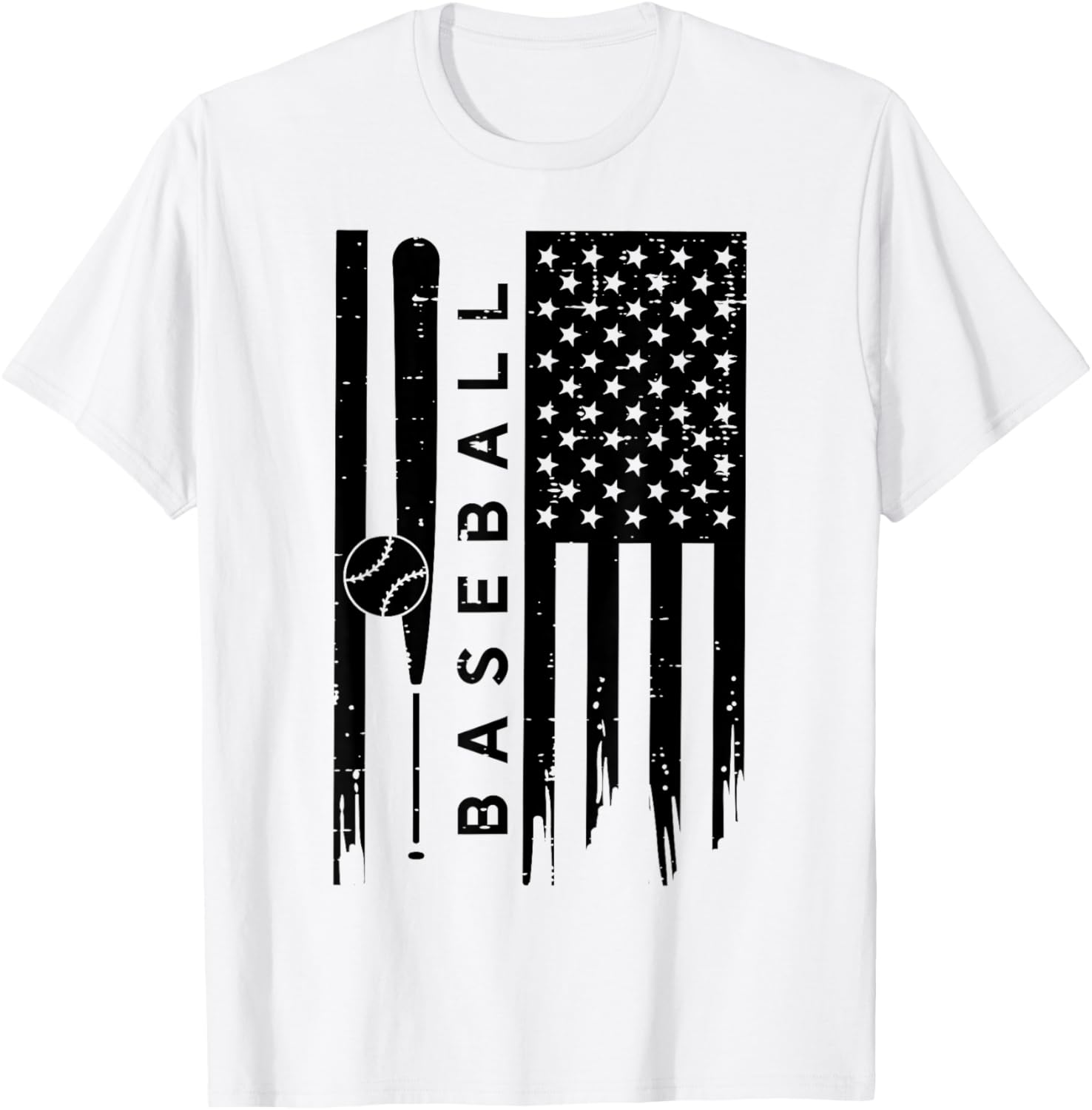 Baseball US American Flag Patriotic Sports Men Women Kids T-Shirt - T-Shirt | White